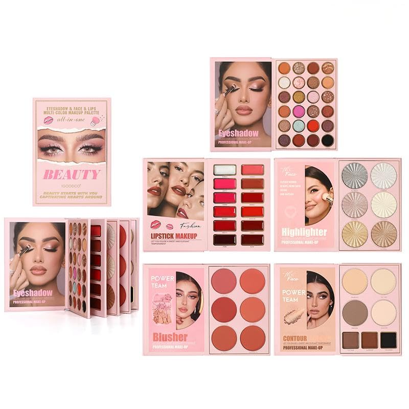 55 color glitter pink sequins stage makeup palette fifth floor eye shadow book Eyeshadow Set Eyeshadow Swatches