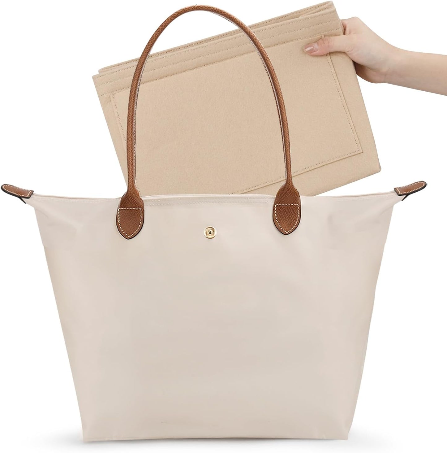 Tote Bag for Women with Purse Organizer Insert, Foldable Large Capacity Waterproof Nylon Bag for Travel, and Daily Use