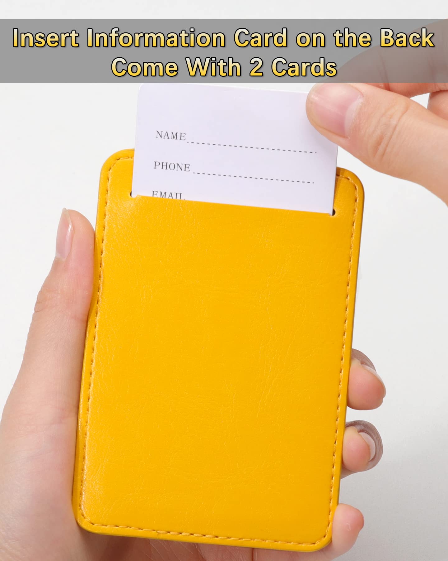 Teskyer Leather Luggage Tags for Suitcases, 3 Pack, Yellow