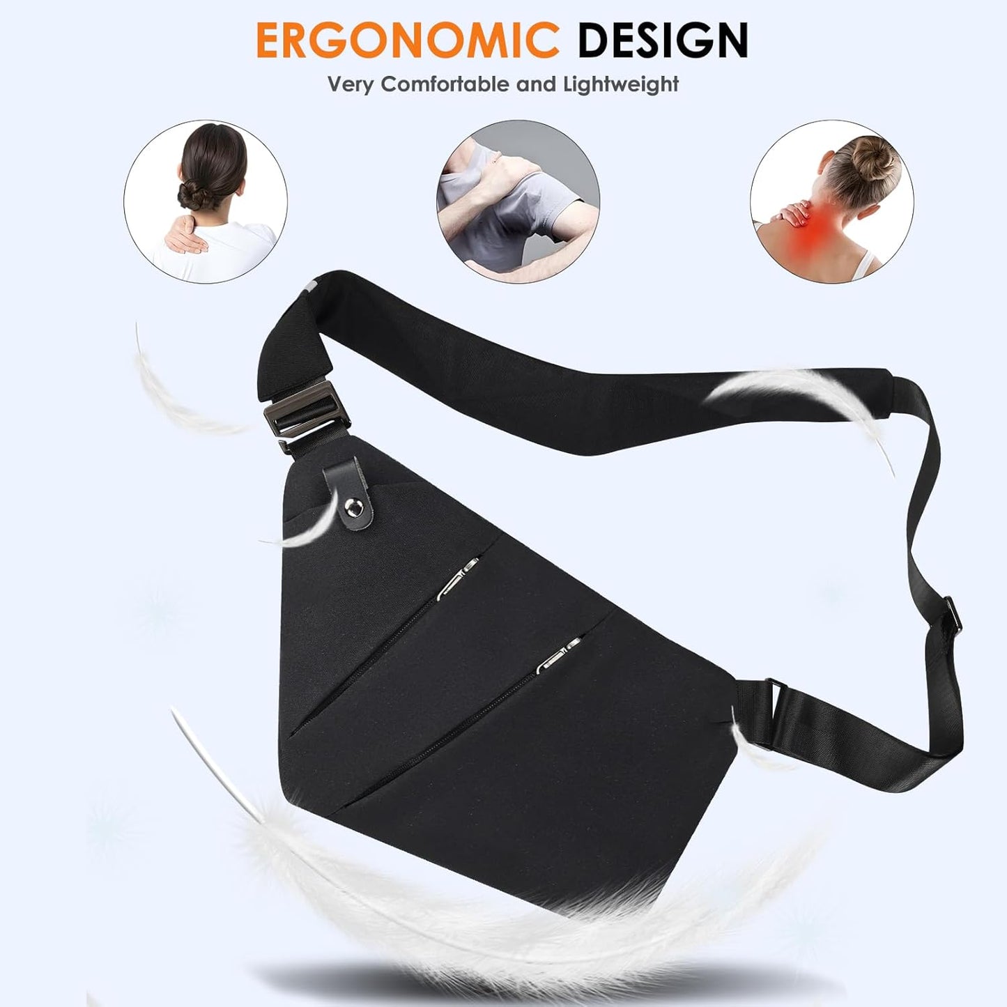Sling Bag Anti-Theft Crossbody Bag for Women Men Sling Backpack Multipurpose Travel Essentials Hiking Chest Bag Daypack