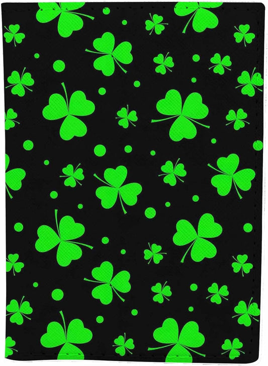 Lucky Clover Passport Holder for Travel Green Three Leaves Saint Patrick Day PU Leather Passport Cover Wallet Cute Passport Card Holder for Women and Men