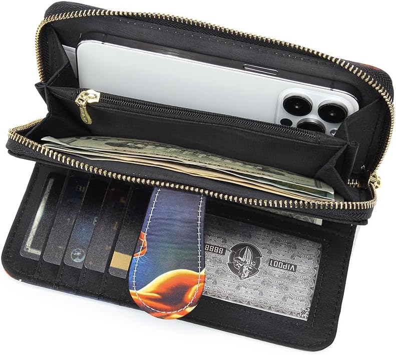 Women Wallet Card RFID For Womens Holder Blocking Credit Small Zipper Purse Pocket Bifold Slim Coin ID Ladies Wristlet Clutch Large Capacity Window Case Travel Zip Women's