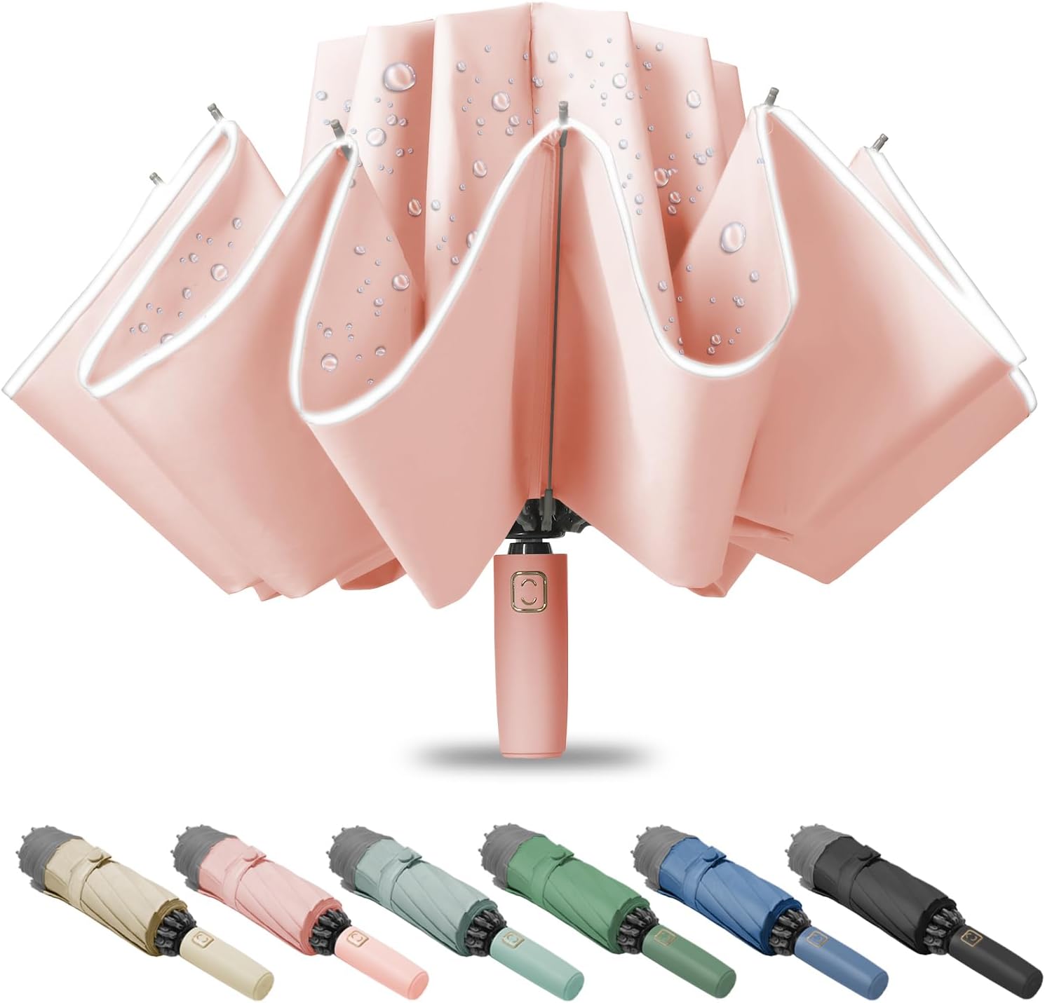 Large Windproof Travel Umbrella, Portable Reverse Folding Car Umbrella, Compact Inverted Design