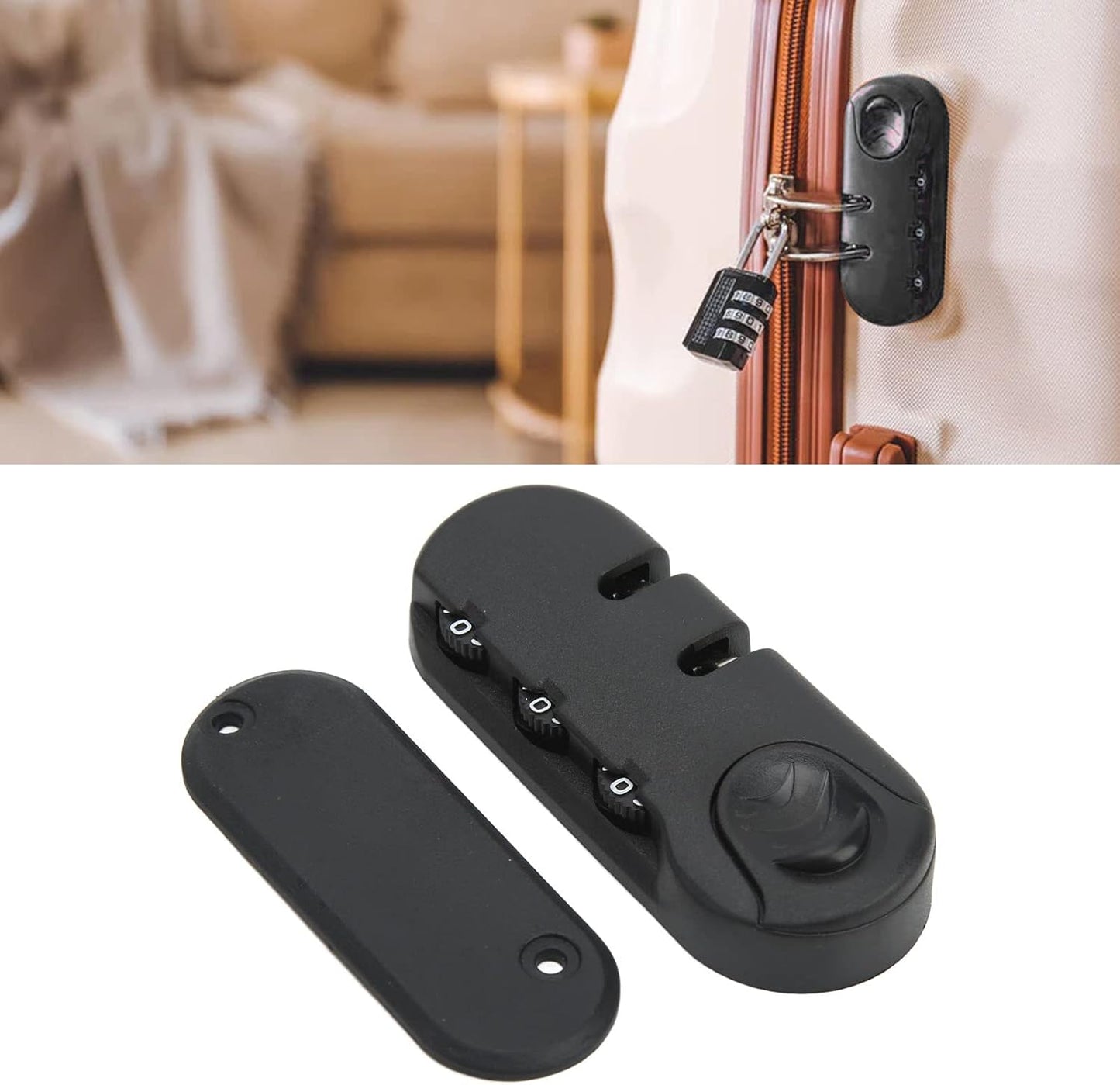 Zinc Alloy Luggage Lock - 3 Digit Suitcase Password Lock, Frosted Black Appearance for Travel