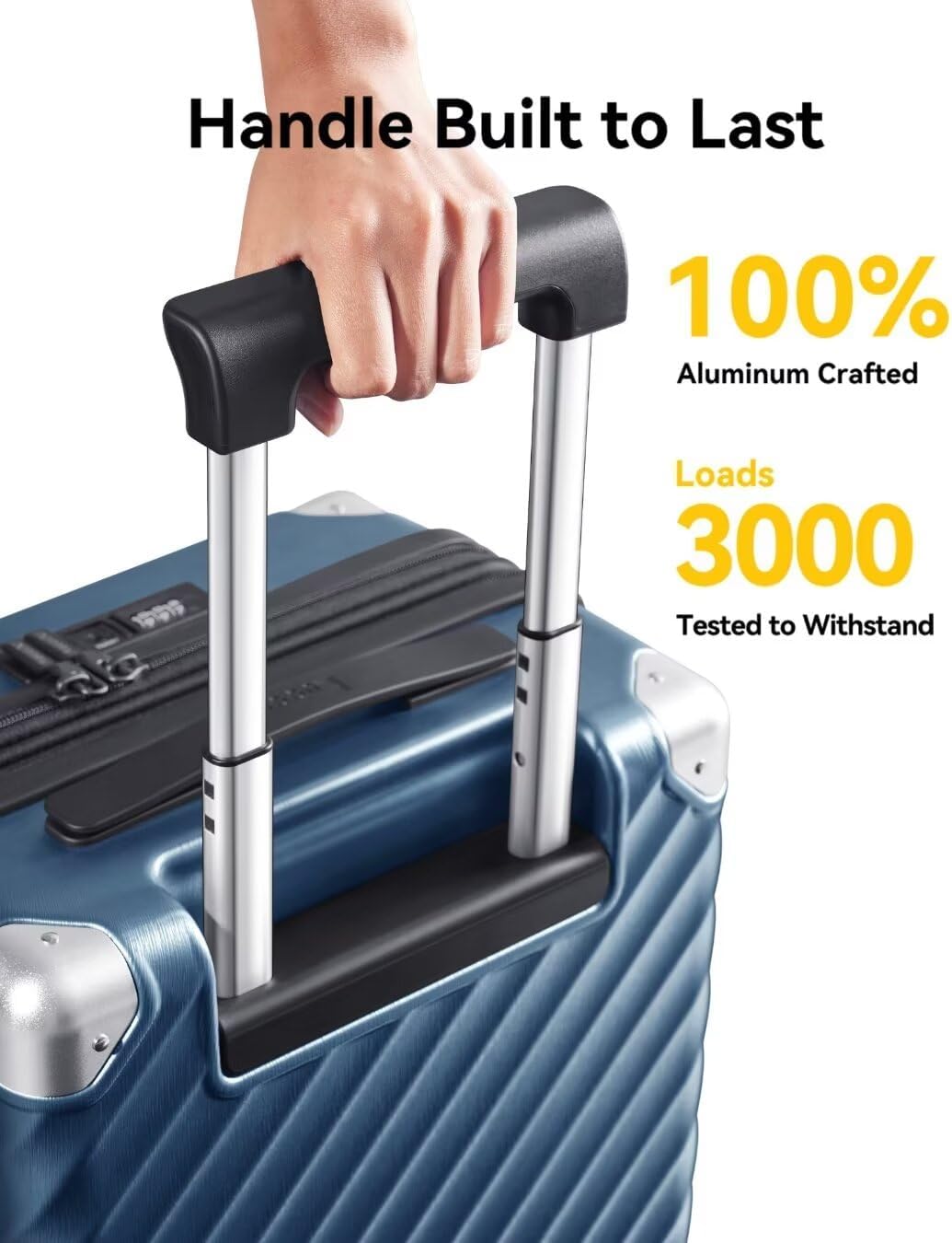 LUGGEX Luggage with Spinner Wheels, Polycarbonate Expandable Hard Shell Suitcase, Checked Large 28 Inch, Charcoal Metallic
