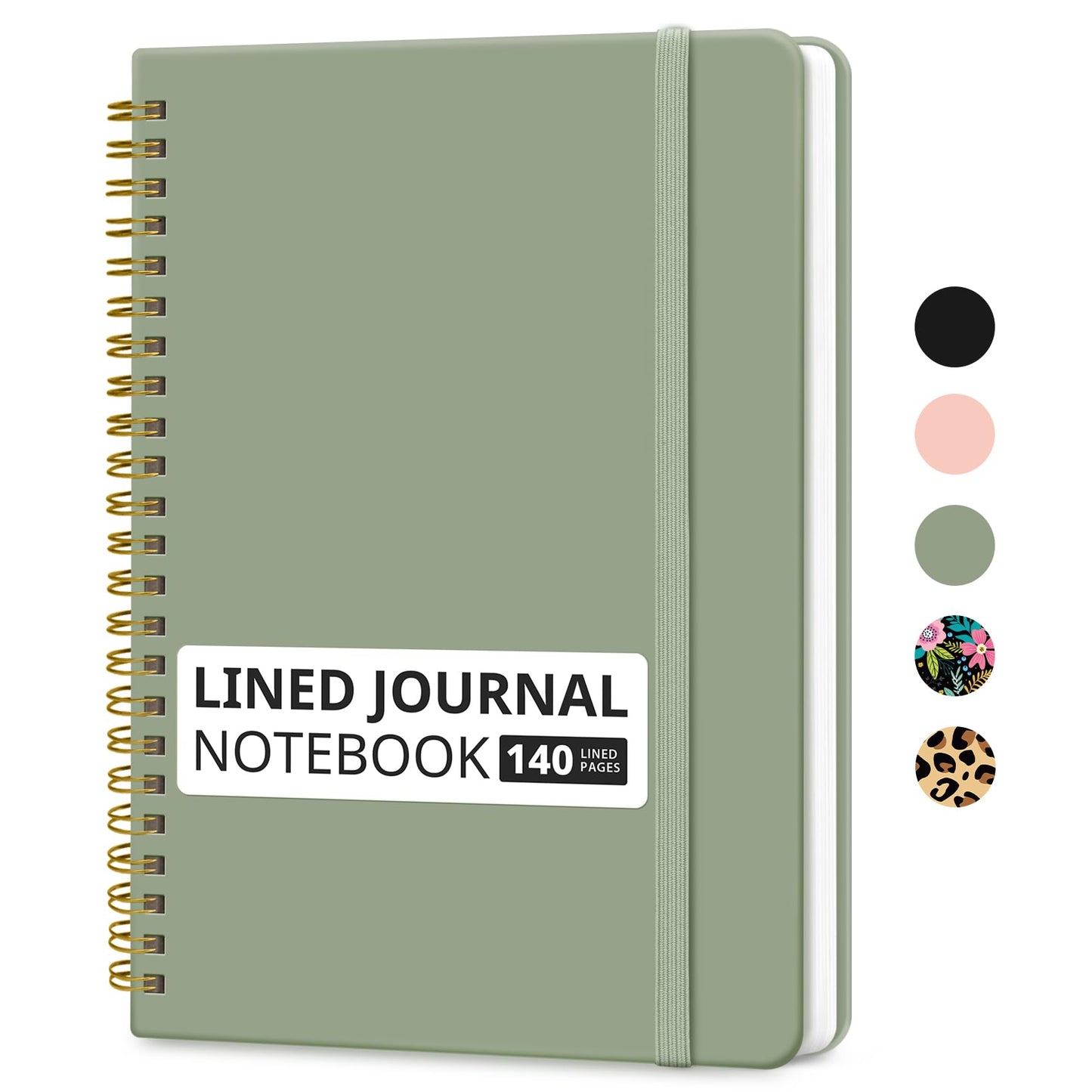 Taja Lined Spiral Journal Notebook for Women & Men, 140 Pages, College Ruled Hardcover Notebook for