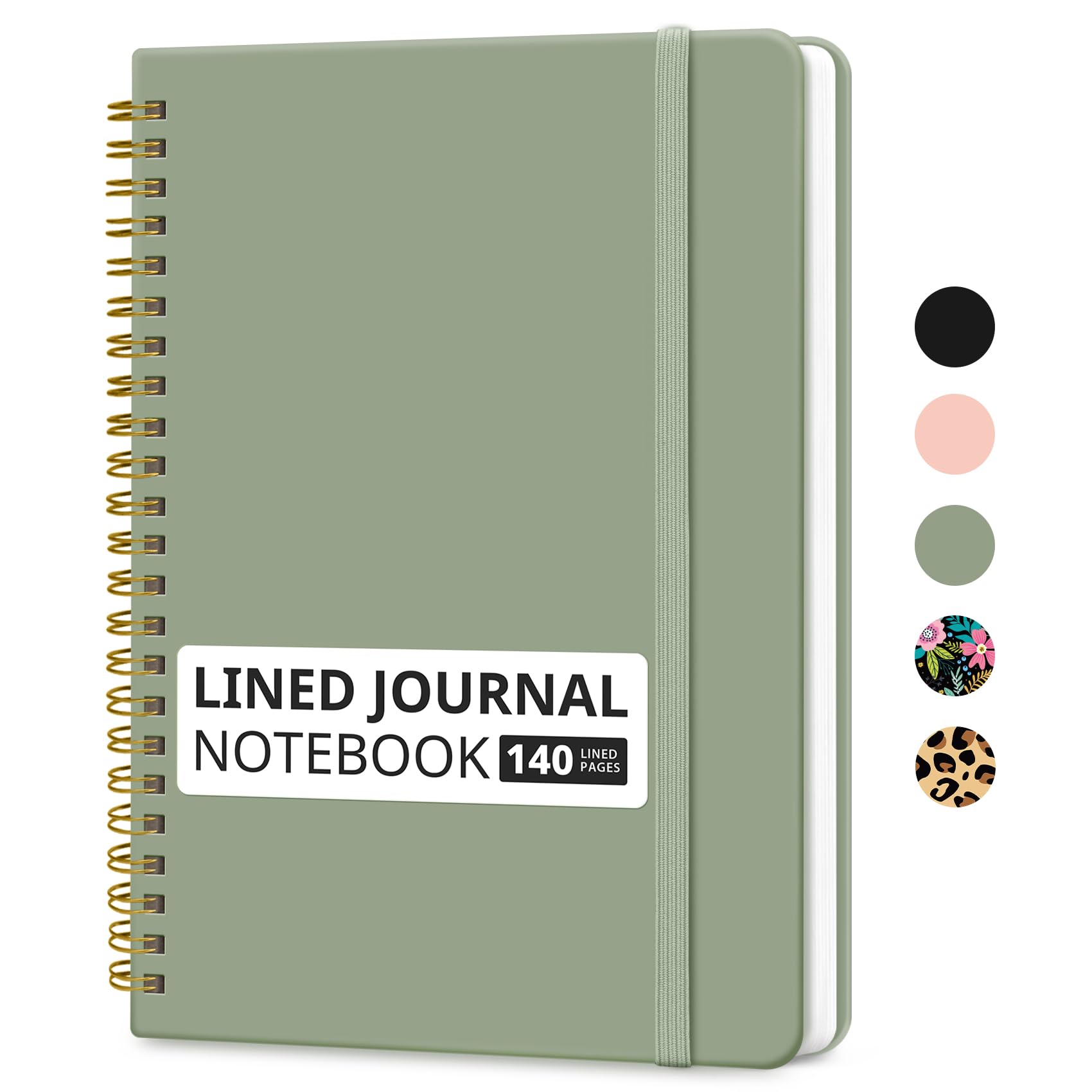 Taja Lined Spiral Journal Notebook for Women & Men, 140 Pages, College Ruled Hardcover Notebook for