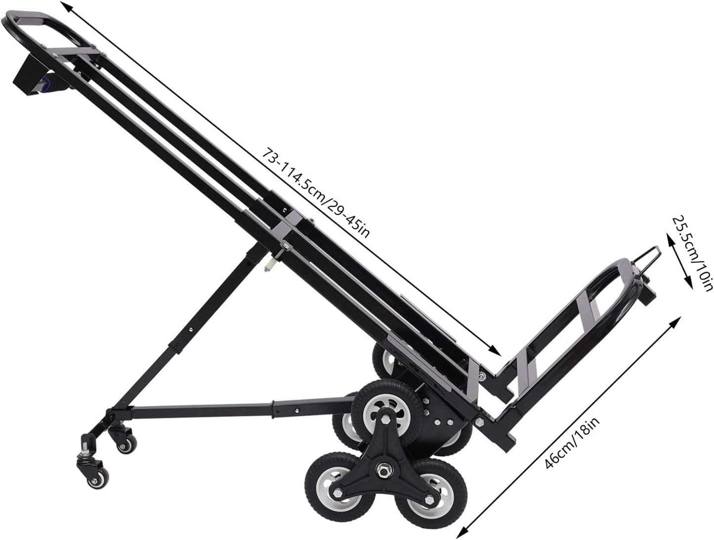 Folding Hand Truck Dolly Height Adjustable Steel Luggage Cart Trolley Cart Black MAX Load 460lbs