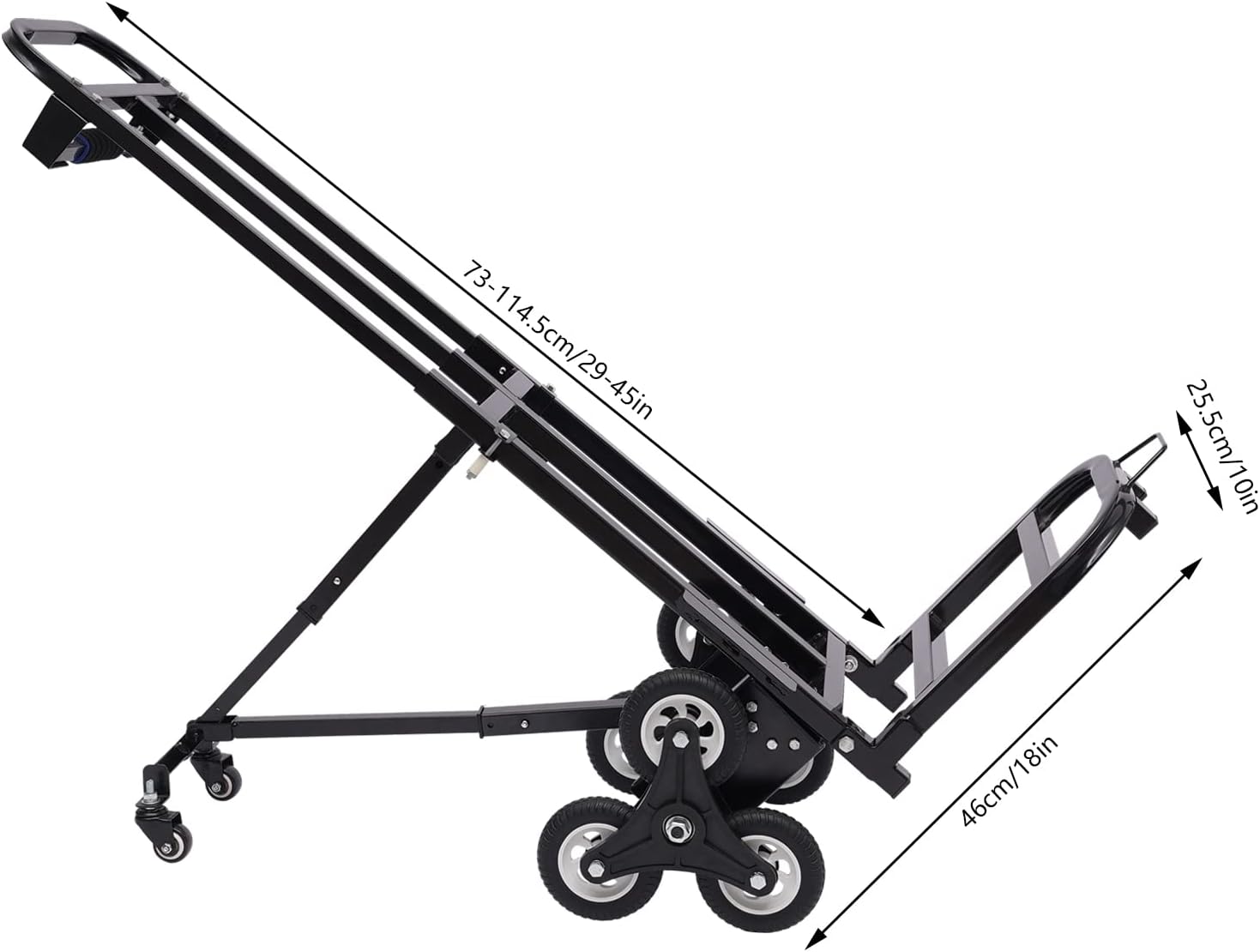 Folding Hand Truck Dolly Height Adjustable Steel Luggage Cart Trolley Cart Black MAX Load 460lbs