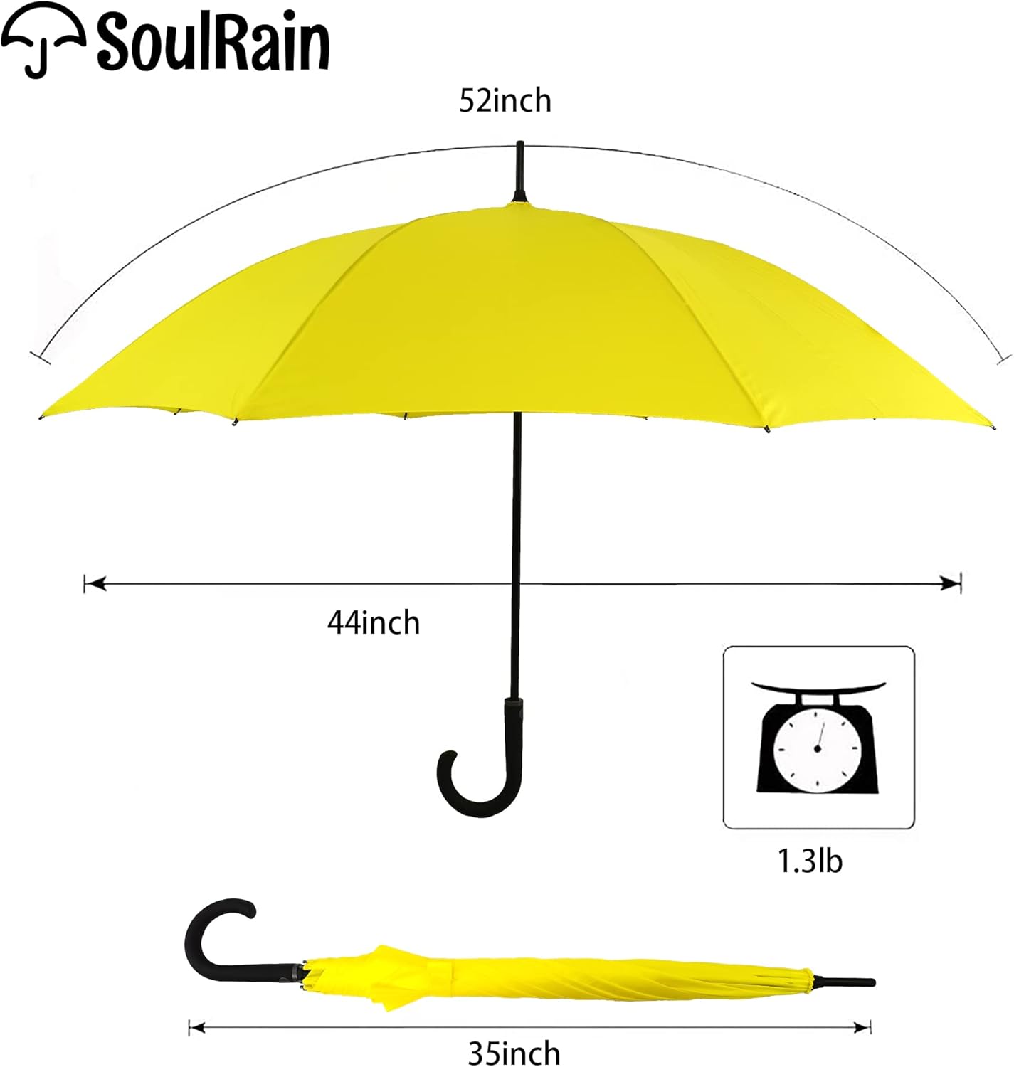 SoulRain 50 Inch Large Stick Umbrella Windproof Automatic Open Oversized J Handle Umbrellas for Men and Women Unbreakable Strong Travel Golf Umbrella