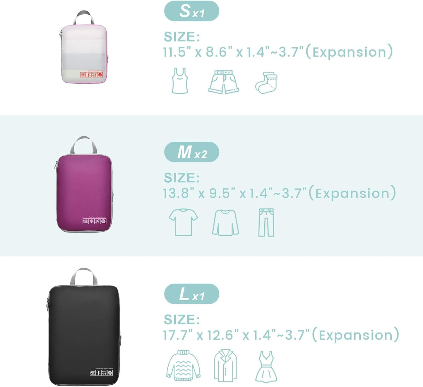Cambond Compression Packing Cubes for Travel Women - Travel Bags Luggage Organizers Travel Essentials Compression Cubes for Travel Carry on Suitcases Organizer
