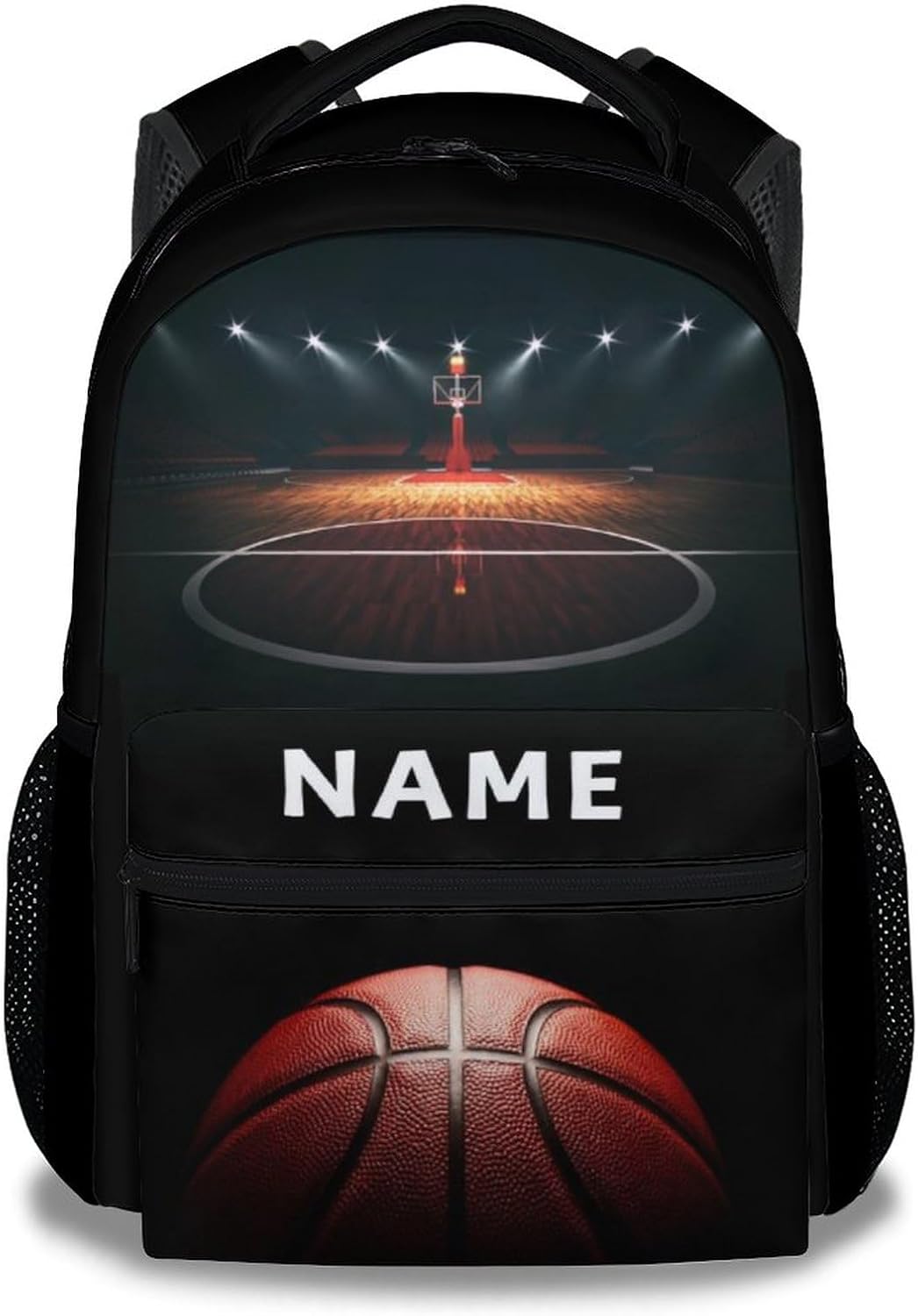 Mercuryelf Personalized Basketball Backpack for Boys Girls, 16 Inch Black Backpacks for School