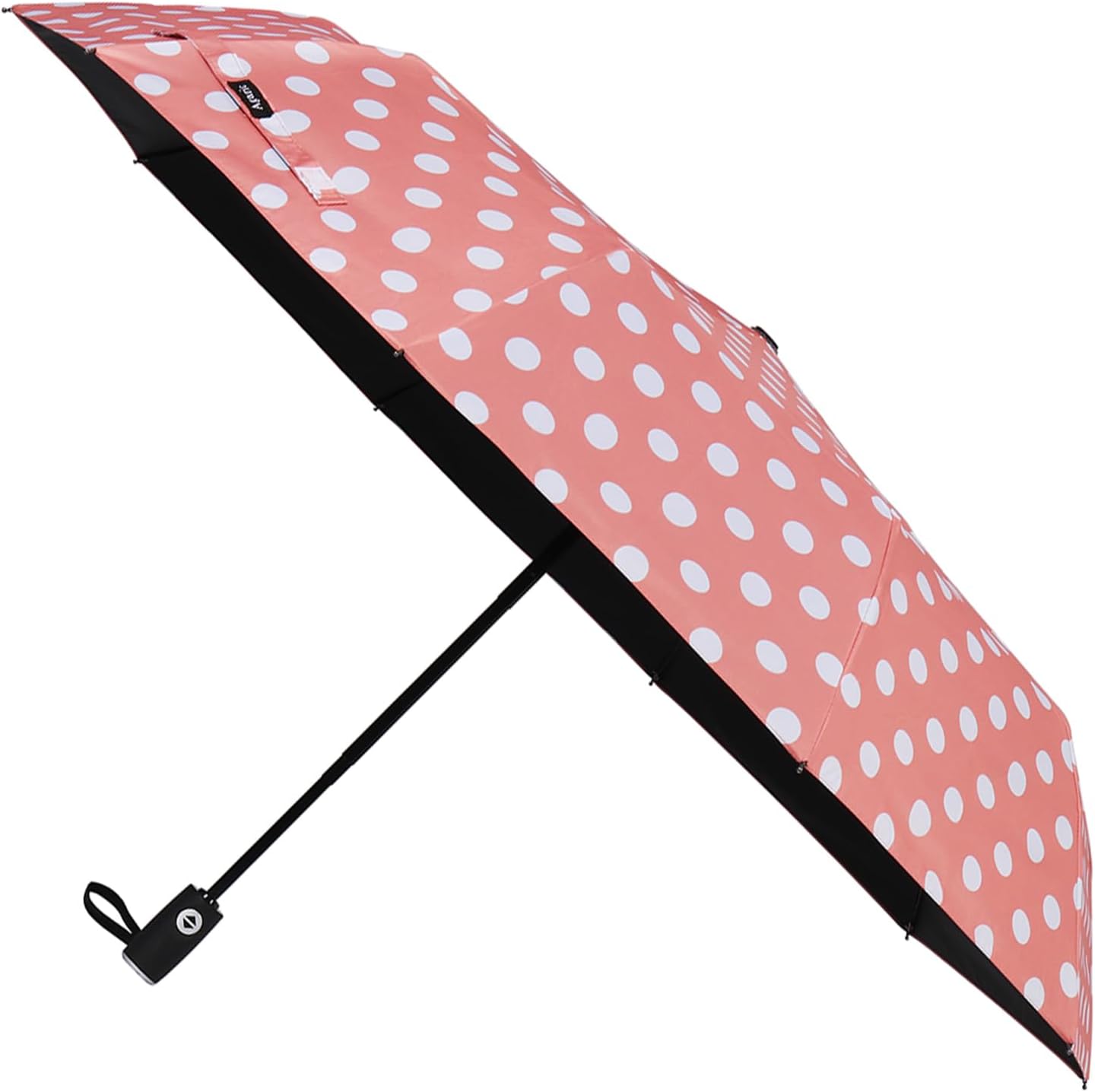 Agaric Cute Polka Dots Large Travel Umbrella for Rain & Sun, 46” UV Protection Auto Open Close Waterproof Folding Umbrella Windproof Compact Umbrella