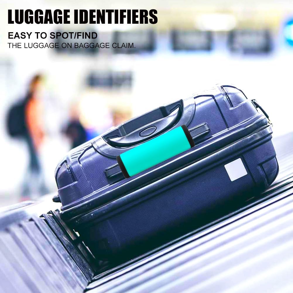 Luggage Handle Wrap 6 Pack-Neoprene Luggage Handle Wraps for Suitcase/Beach Bag/Backpacks Bright Suitcase Identifiers Travel Accessories for Airplane (Aqua)