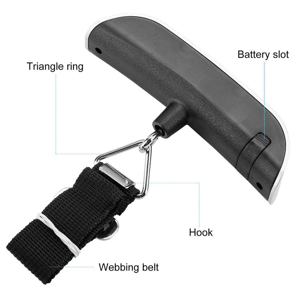 Digital Luggage Scale, LCD Display Portable Handheld Baggage Scale with Hook for Travel, Suitcase or Carry Bag, 110 Pounds