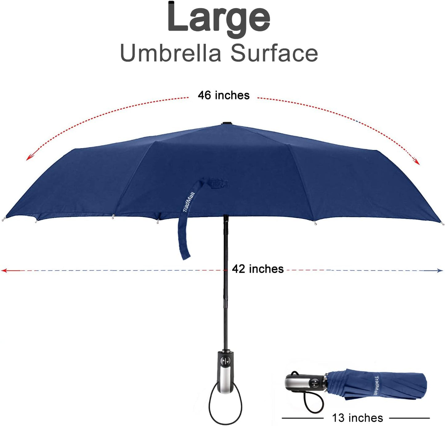 TradMall 5 Pack Bulk Umbrellas Travel Windproof Portable Compact Large Size Canopy for Rain Auto Open & Close