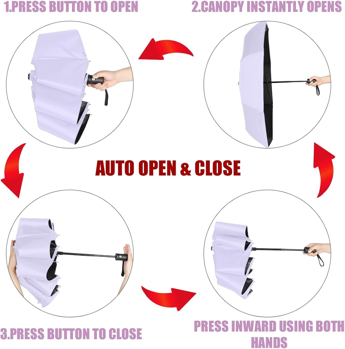 Jexine 6 Pcs Travel Compact Umbrella Automatic Open Close Windproof Small Light Backpack Purse Car Portable Collapsible Umbrella for Rain, Men Women