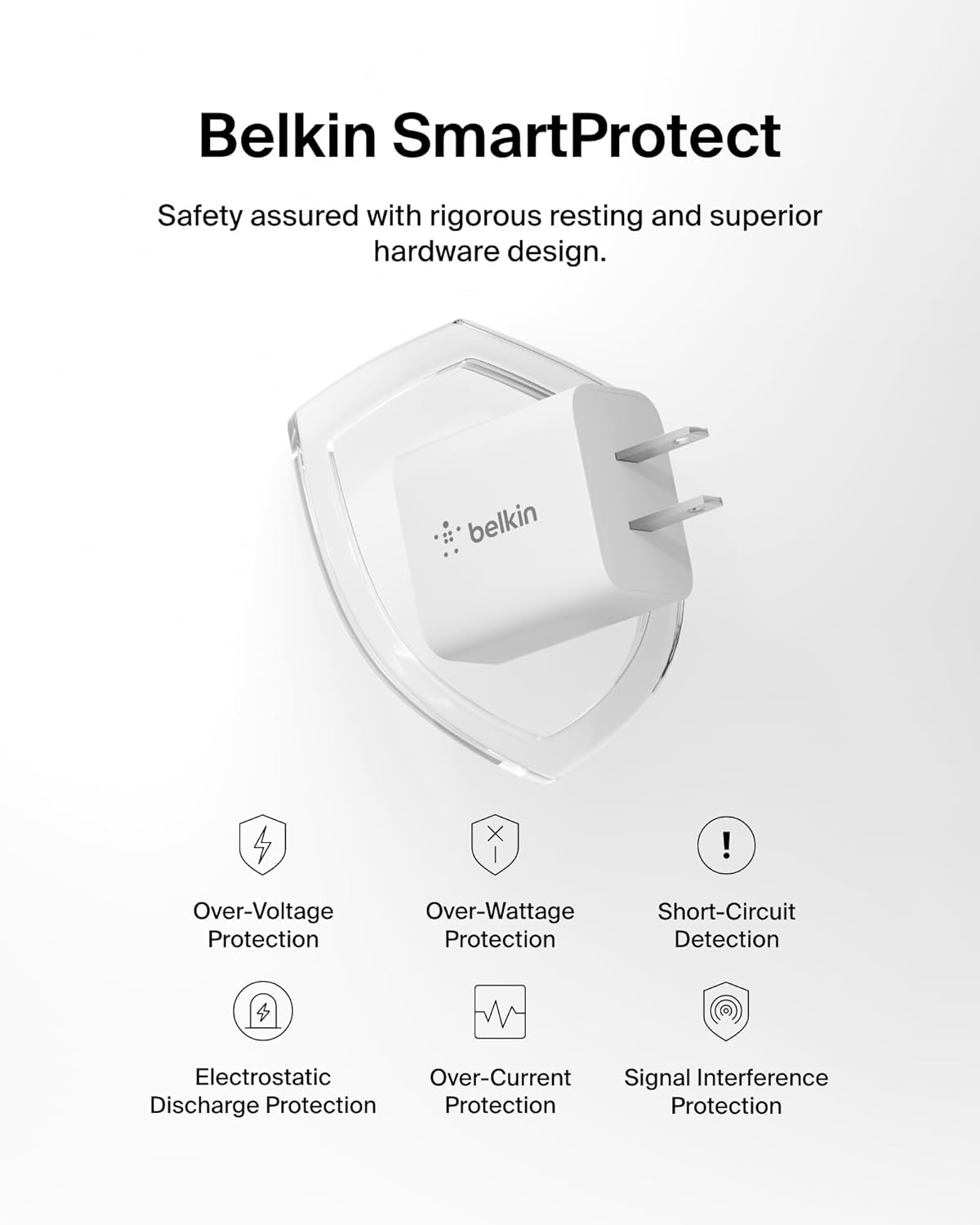 Belkin USB C Charger Block 20W, iPhone Charger Fast Charging - iPhone 17, Air, Pro, Pro Max, Samsung Galaxy S25, Google Pixel 10, iPad, AirPods, Apple Watch, Nintendo Switch 2 & More - White