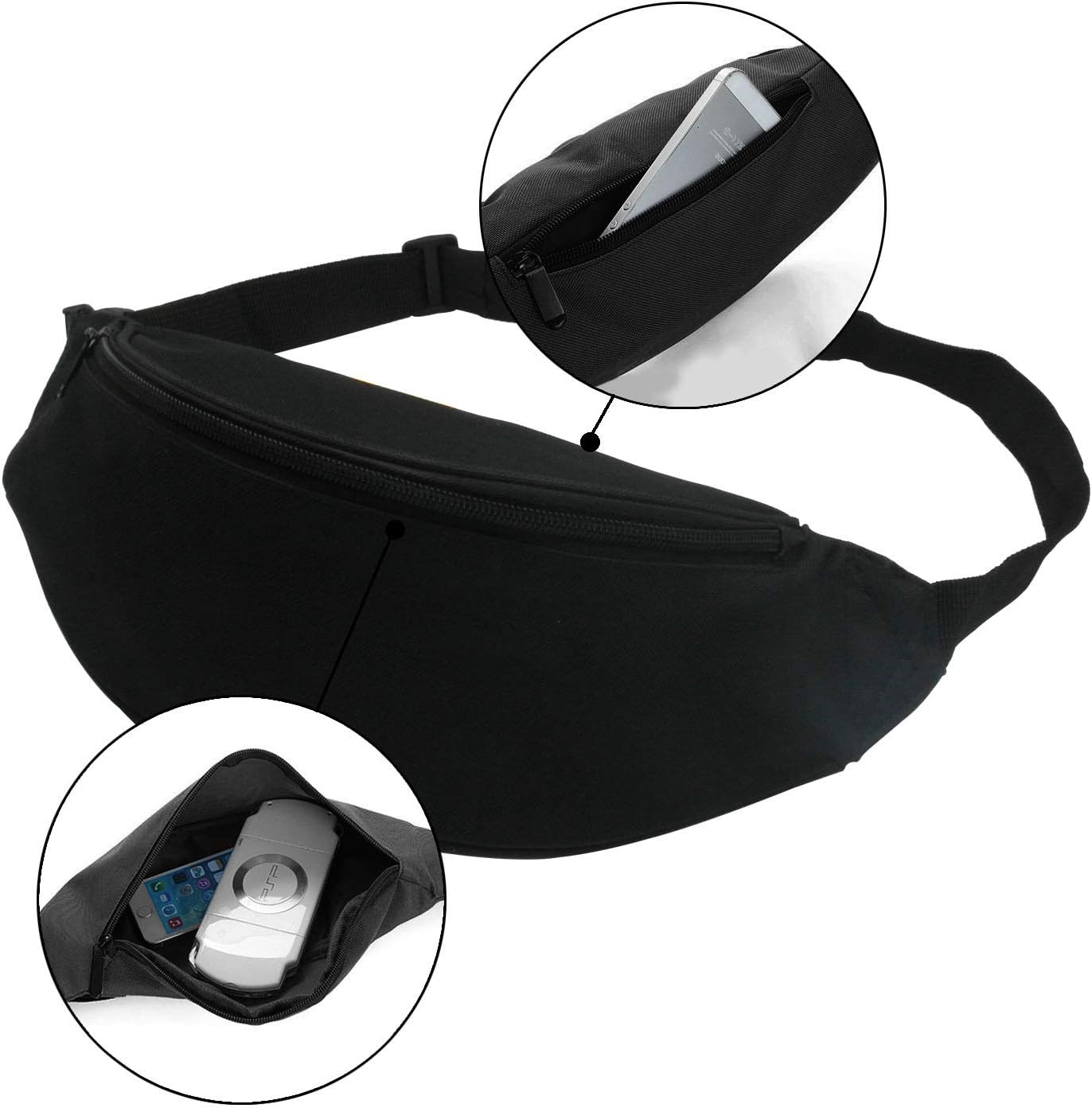 Unisex Fanny Pack for Women Men, Fashion Sporty Multi-purpose 2-Zipper Waist Belt Bag Fanny Pack Waist Bag Adjustable Strap for Sport Hiking Traveling Passport Wallet (9pcs Mixed Colors)
