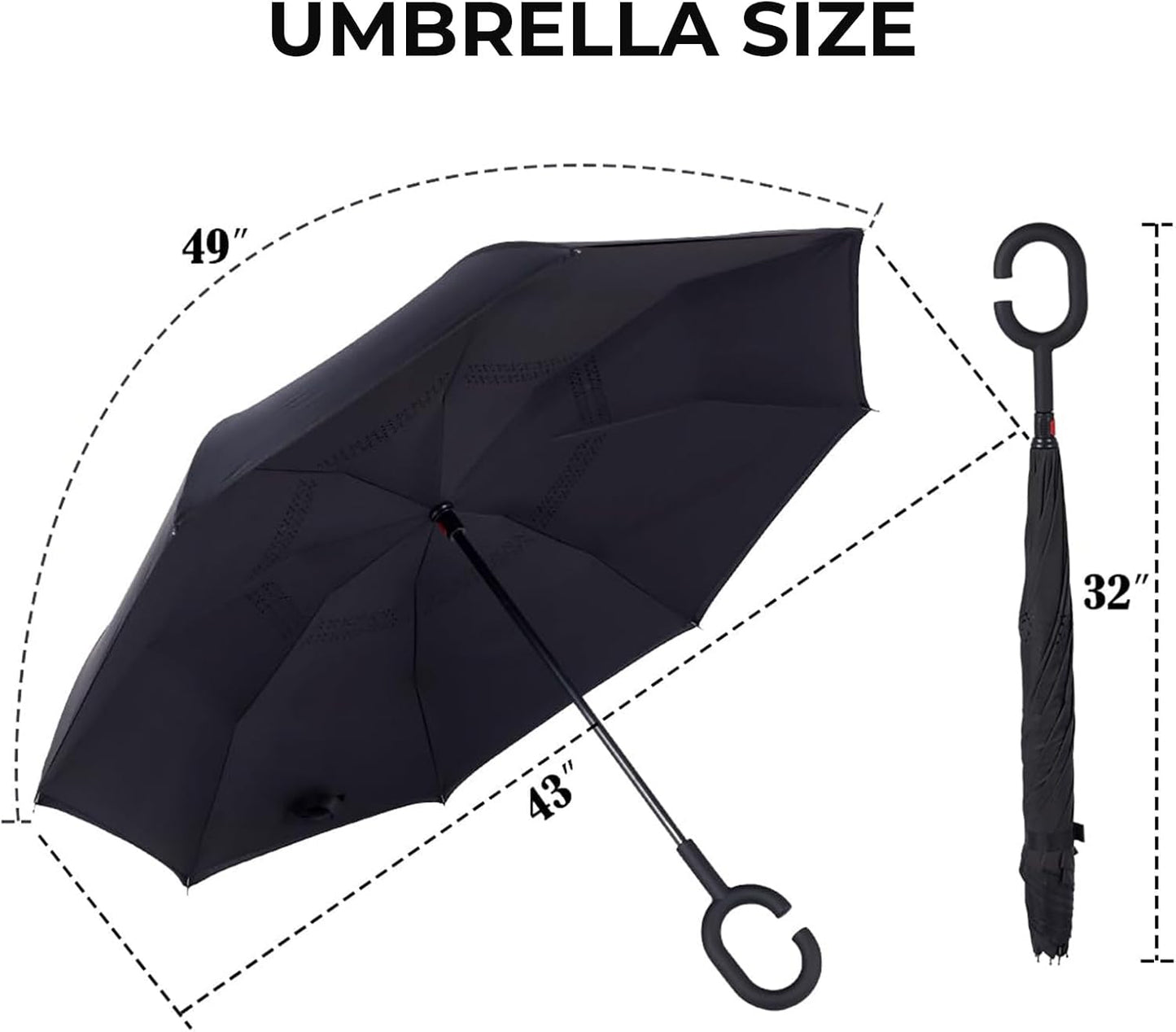 LLanxiry Windproof Inverted Umbrella, Large Reverse Umbrellas for Rain with C-shaped Handle Big Upside Down Inside Out Umbrella for Women & Men