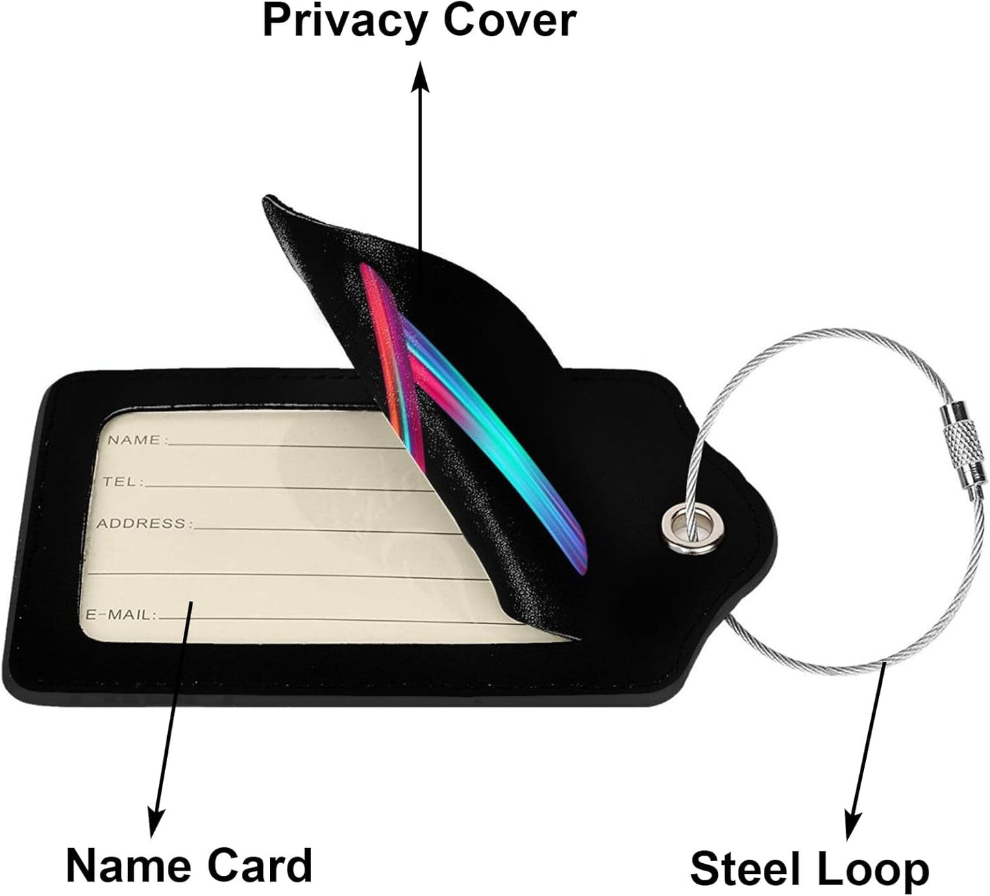 2 Pack Initial Luggage Tags for Suitcase, Colorful Letter Design Cruise Name Bag Tags, Novelty Baggage Identifiers with Full Privacy Cover, Leather ID Label for Women Men Kids Travel, Rainbow Letter L