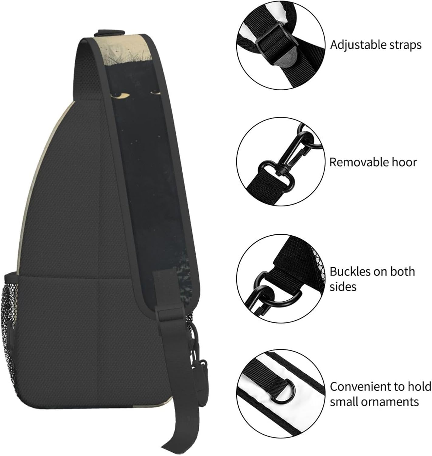 SUPLUCHOM Sling Bag Cat Vintage Hiking Daypack Crossbody Shoulder Backpack Travel Chest Pack for