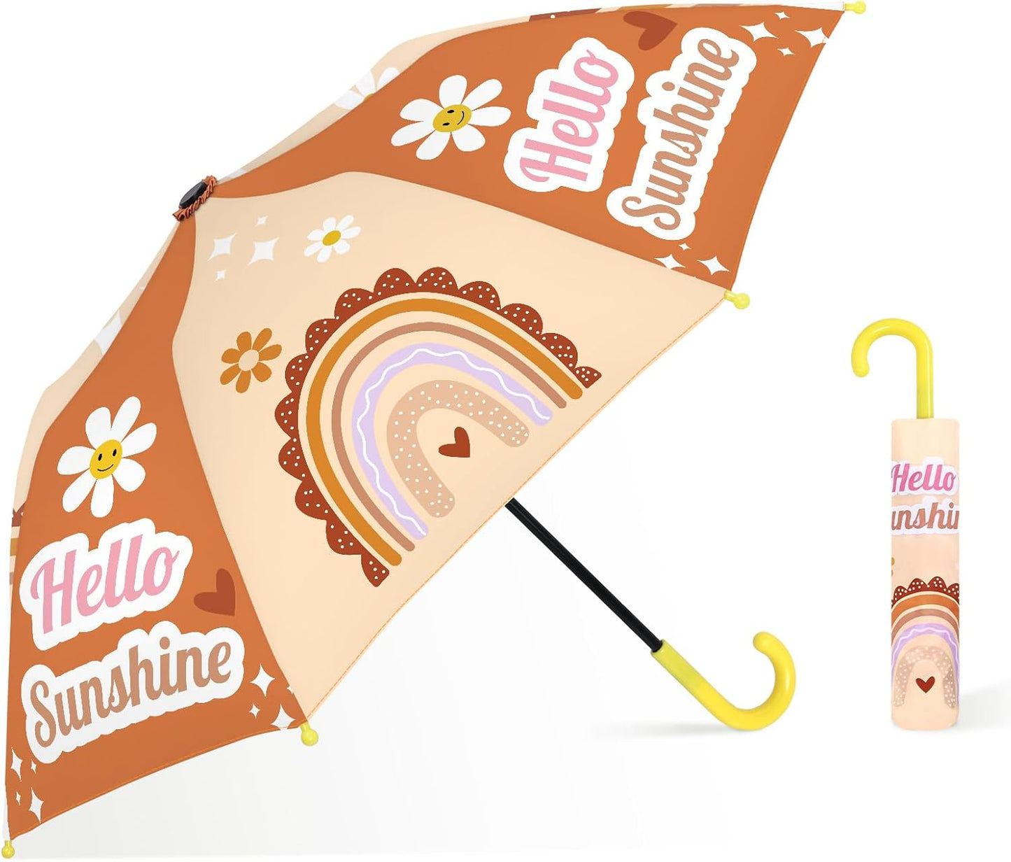 Kids Umbrella, Safety Windproof Umbrella with Easy-Grip Hook Handle for Toddler Girls and Boys