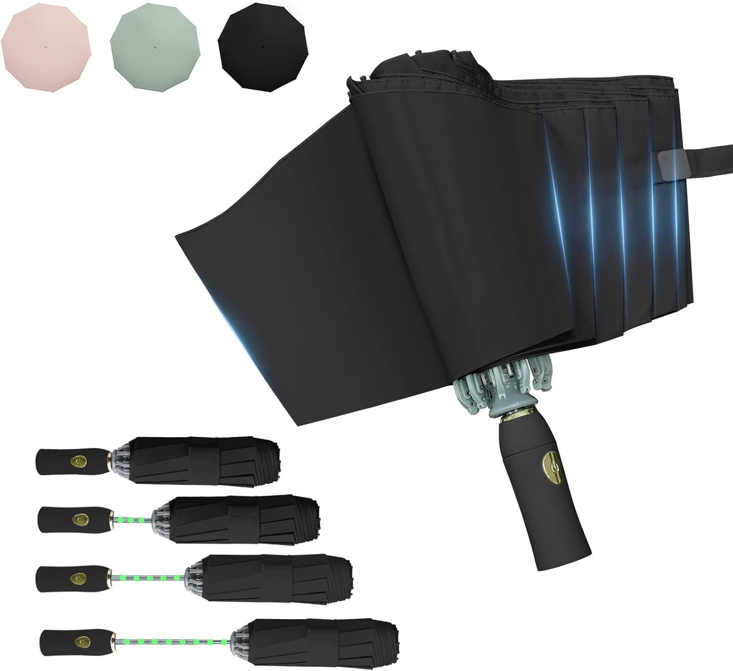 Windproof Inverted Umbrella for Travel, Comapct &Light, Easy Folding&Anti-rebound Rods, Automatic Reverse Umbrellas for Rain, Commute, Daily Use