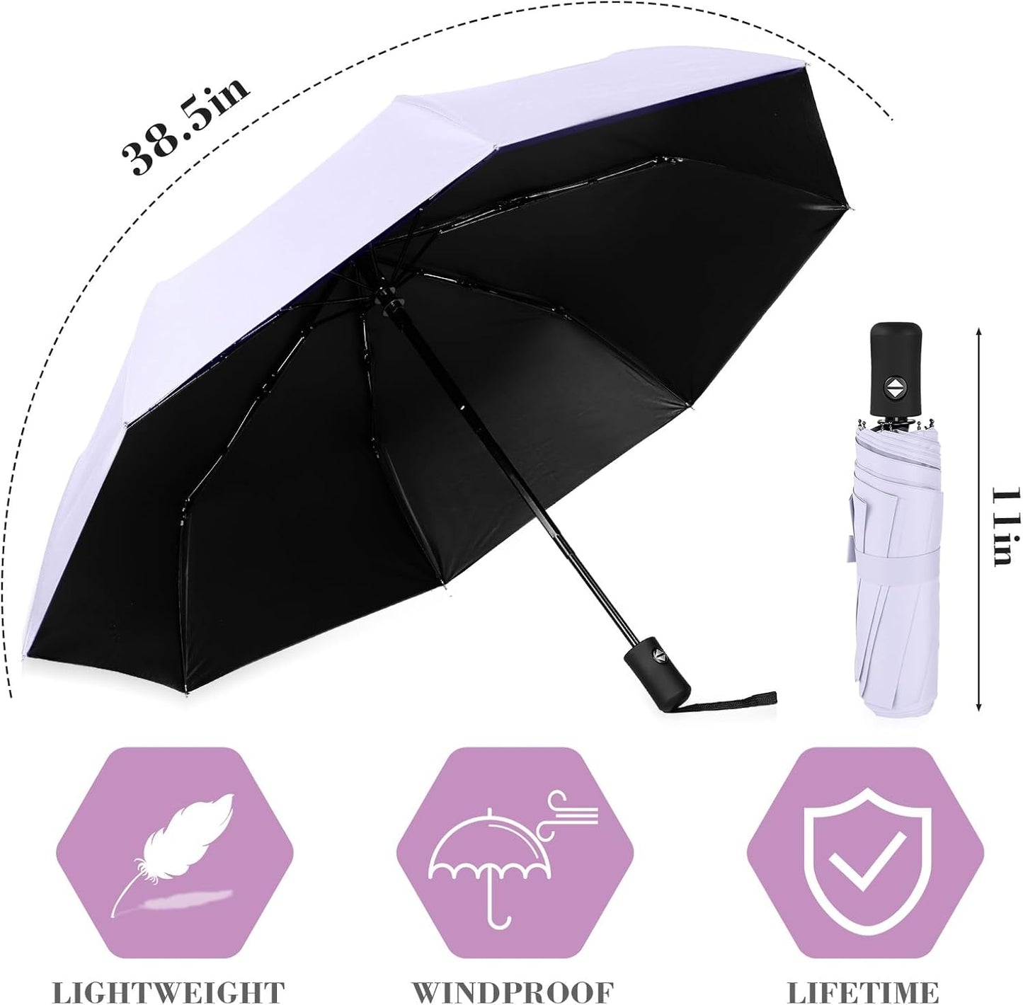 Jexine 6 Pcs Travel Compact Umbrella Automatic Open Close Windproof Small Light Backpack Purse Car Portable Collapsible Umbrella for Rain, Men Women