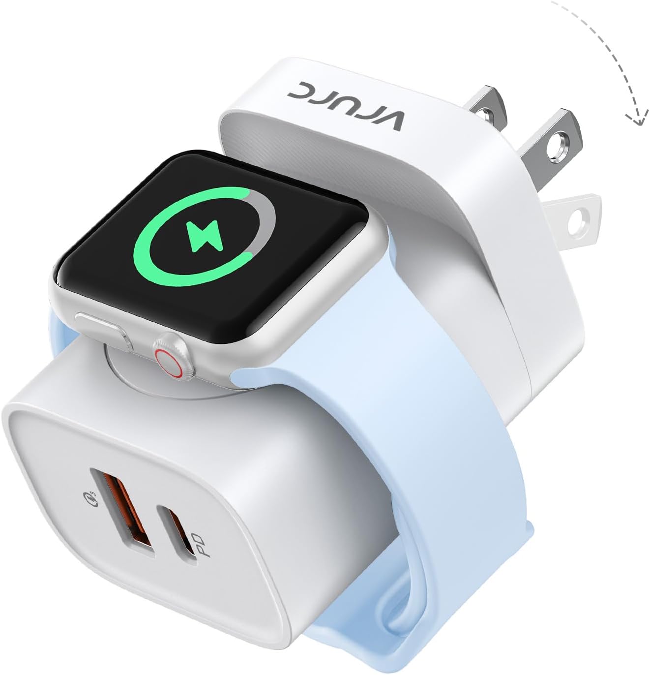 VRURC for Apple Watch Charger, Wireless Magnetic Portable iWatch Charger, PD 20W 3-in-1 Travel