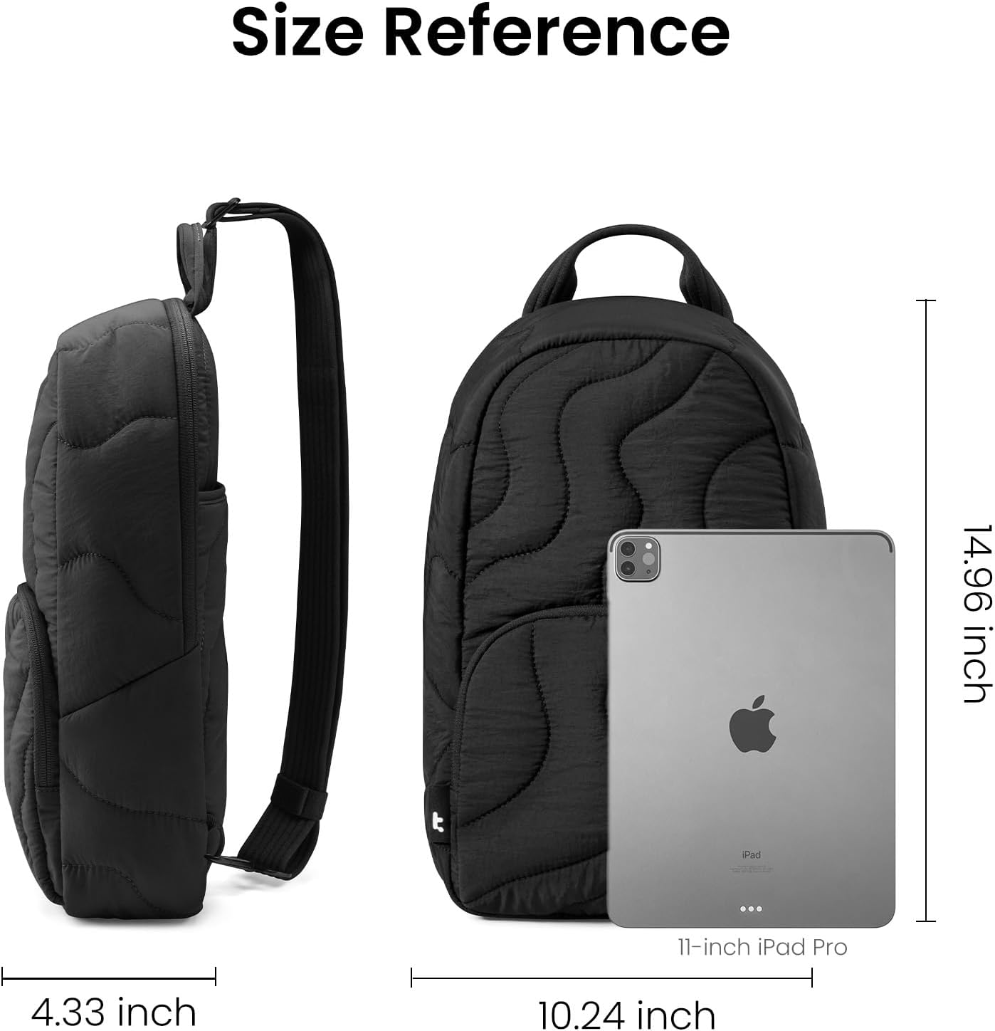 tomtoc 10L Puffy Sling Bag Backpack for Women Trendy, Quilted Padded Crossbody Bag for 11-inch iPad, iPad Air M3/M2, iPad Pro M5 2025/M4, Nintendo Switch 2, Lightweight Puffer Travel Chest Bag Daypack