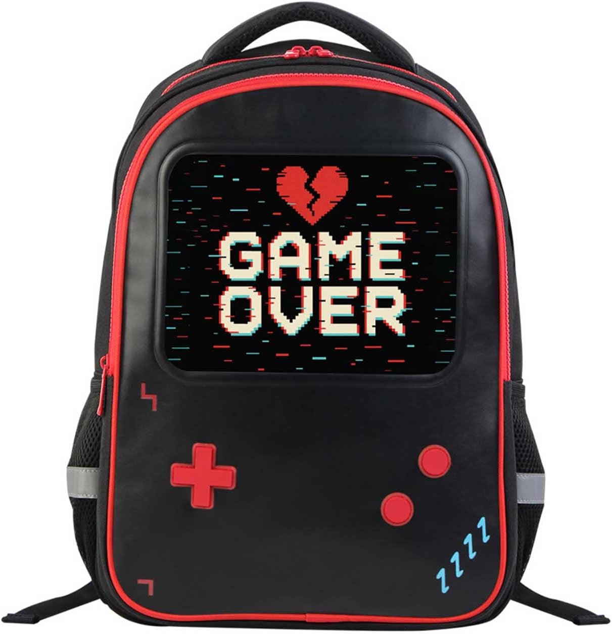 Gamer Backpack for Boys | 17" School Bookbag with Leather Front Panel | Schoolbag for Boy Kids Teen Age 6-12 | Backpacksfor Kids Children Teens | 2 Compartments, Padded Straps