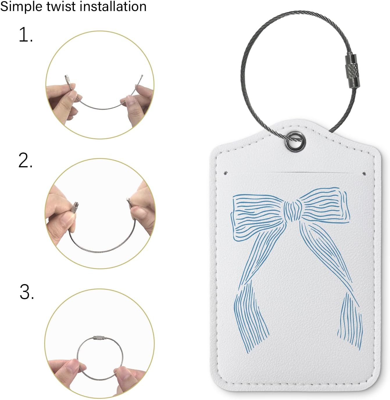Coquette Luggage Tags for Suitcases,Bow Preppy Luggage Tag,Bule Trendy 2 Pack Luggage Tags for Travel,Teen Girls Gifts Suitcase Tags