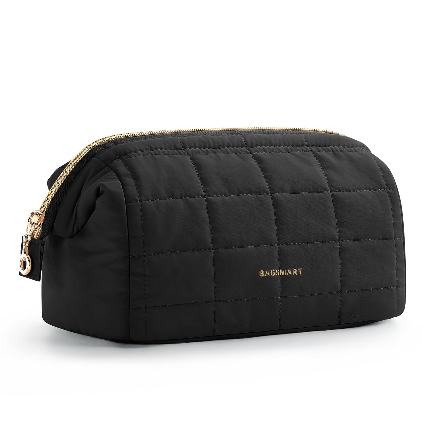 BAGSMART Makeup Bag Travel Toiletry Bag, Wide-open Zipper Pouch, Black