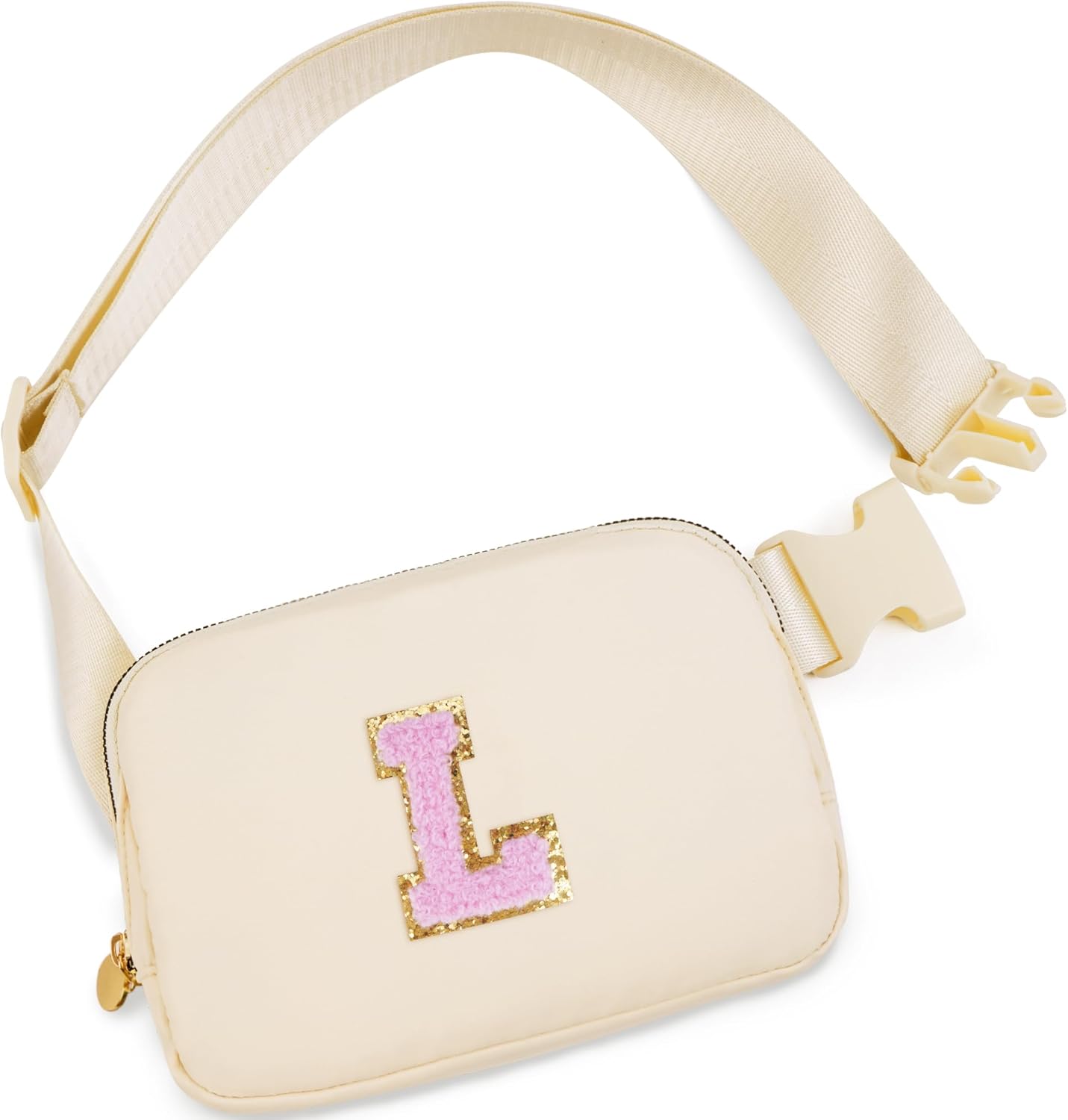 Belt Bag Fanny Pack Crossbody Bags with Initials Letter Patch Cute Stuff Birthday Gifts for Teenager Girls Trendy Stuff for Teens | Khaki,L