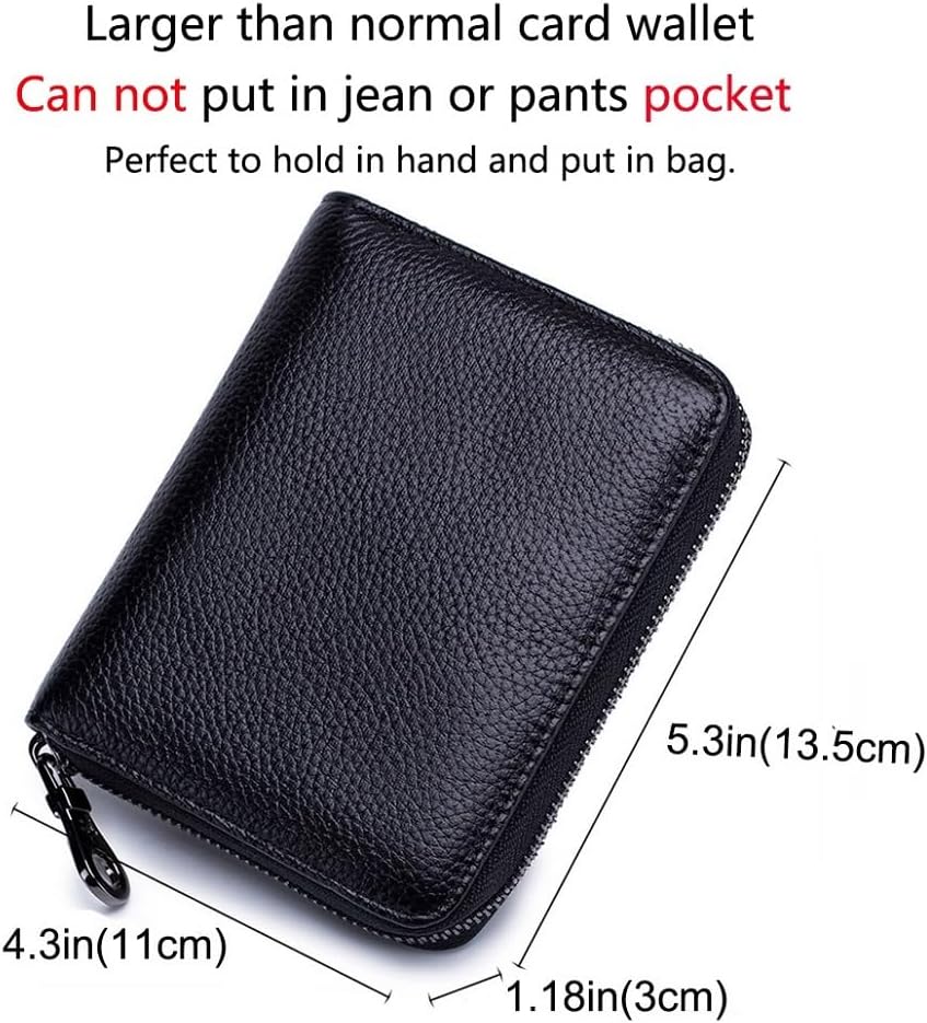 Genuine Leather Wallet Credit Card Holder RFID Blocking Travel Passport Organizer for Men and Women (Black)