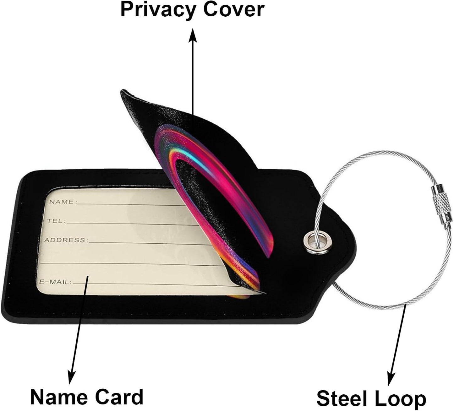 2 Pack Initial Luggage Tags for Suitcase, Colorful Letter Design Cruise Name Bag Tags, Novelty Baggage Identifiers with Full Privacy Cover, Leather ID Label for Women Men Kids Travel, Rainbow Letter U