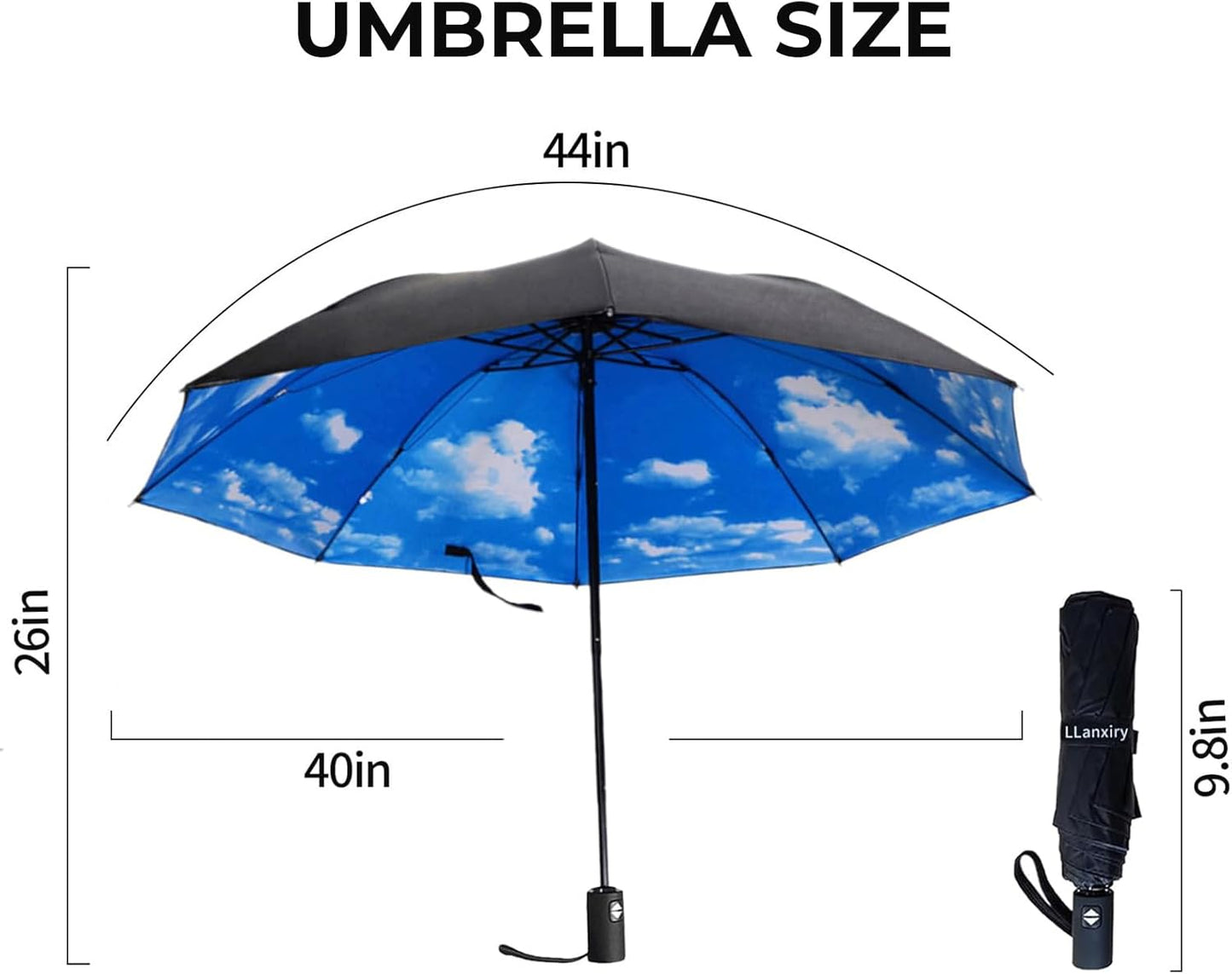 LLanxiry Compact Travel Umbrella, Mini Windproof Umbrellas for Rain & Sun, Small Lightweight Outdoor UV Umbrella, Portable Folding Umbrellas for Travel