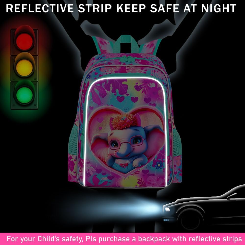 3PCS Girls Backpack, Kids Water Resistant Heart Bookbag Set with Lunch Box, Cute Kids School Bag for Preschool Toddler