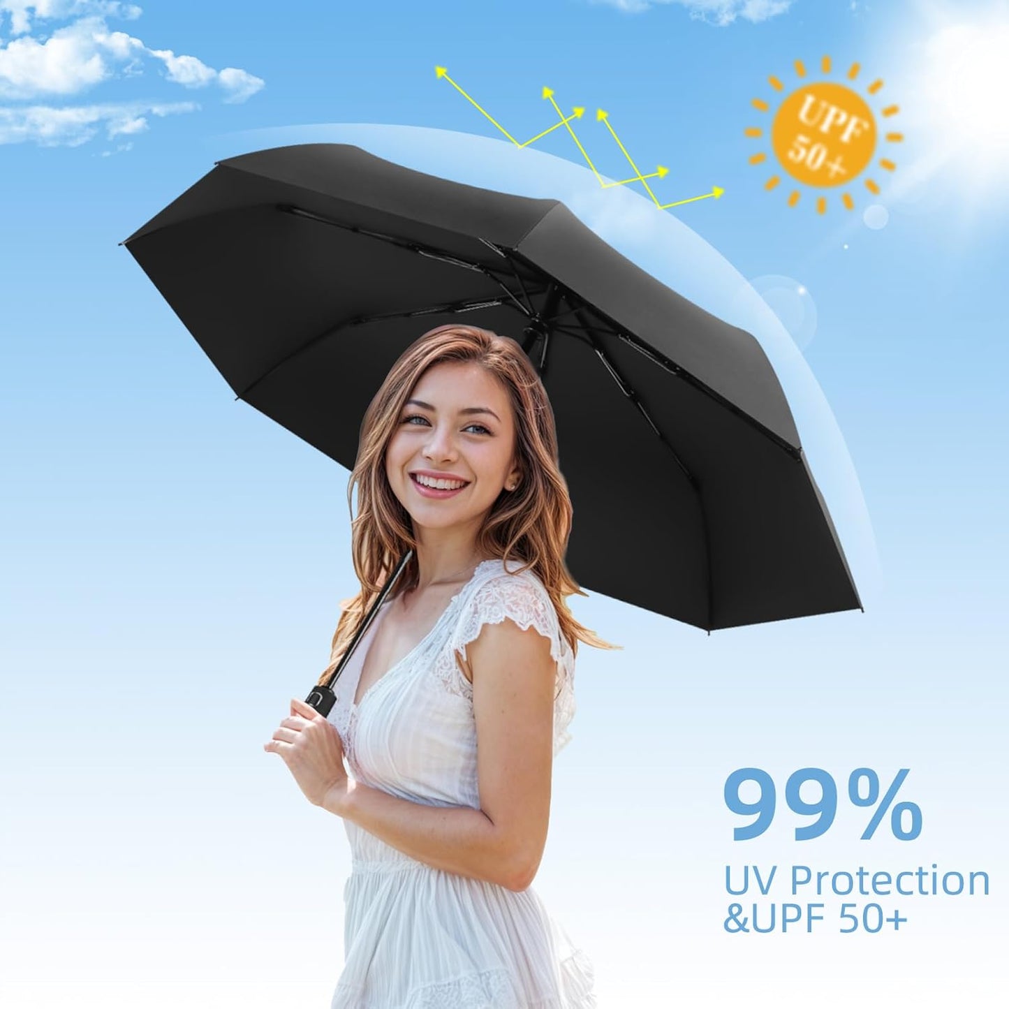 Compact Travel Umbrella, Small Pocket Mini Umbrella for Purse Wallet, UV Sun Rain Umbrellas for Backpack, Portable Folding Umbrellas for Women Kids