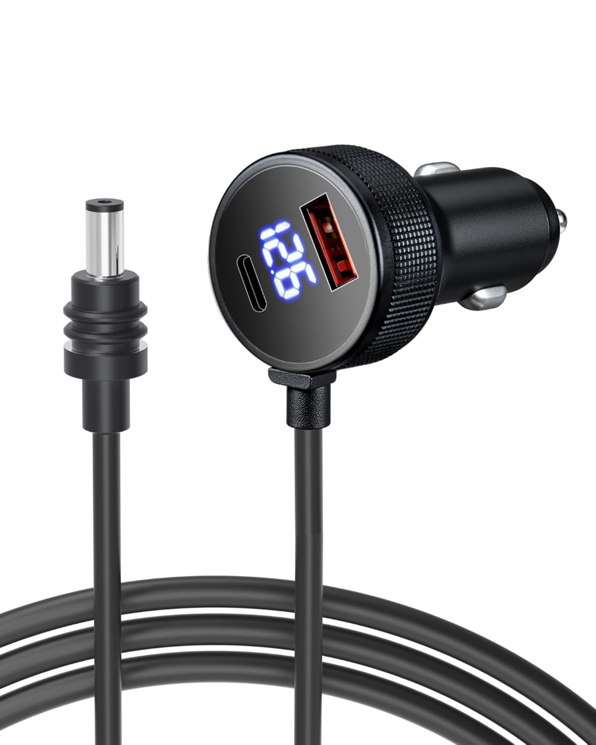 Car Charger Cable for Starlink Mini 6.5FT/2M with Display - 60W DC + 33W Dual USB-C/USB-A Power Adapter for Trucks, RVs & Boats, 12-24V Aluminum 18AWG Cord with Real-Time Voltage Monitoring