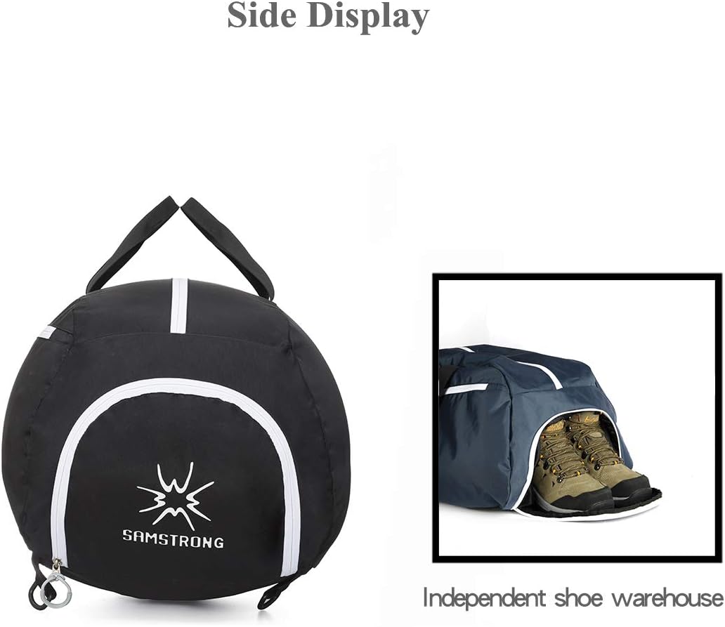 Samstrong Sports Gym Bag with Shoes Compartment 50 Liter Water Resistant Travel Duffel Bag Durable Duffle Bag Weekender Bag for Men and Women, Black