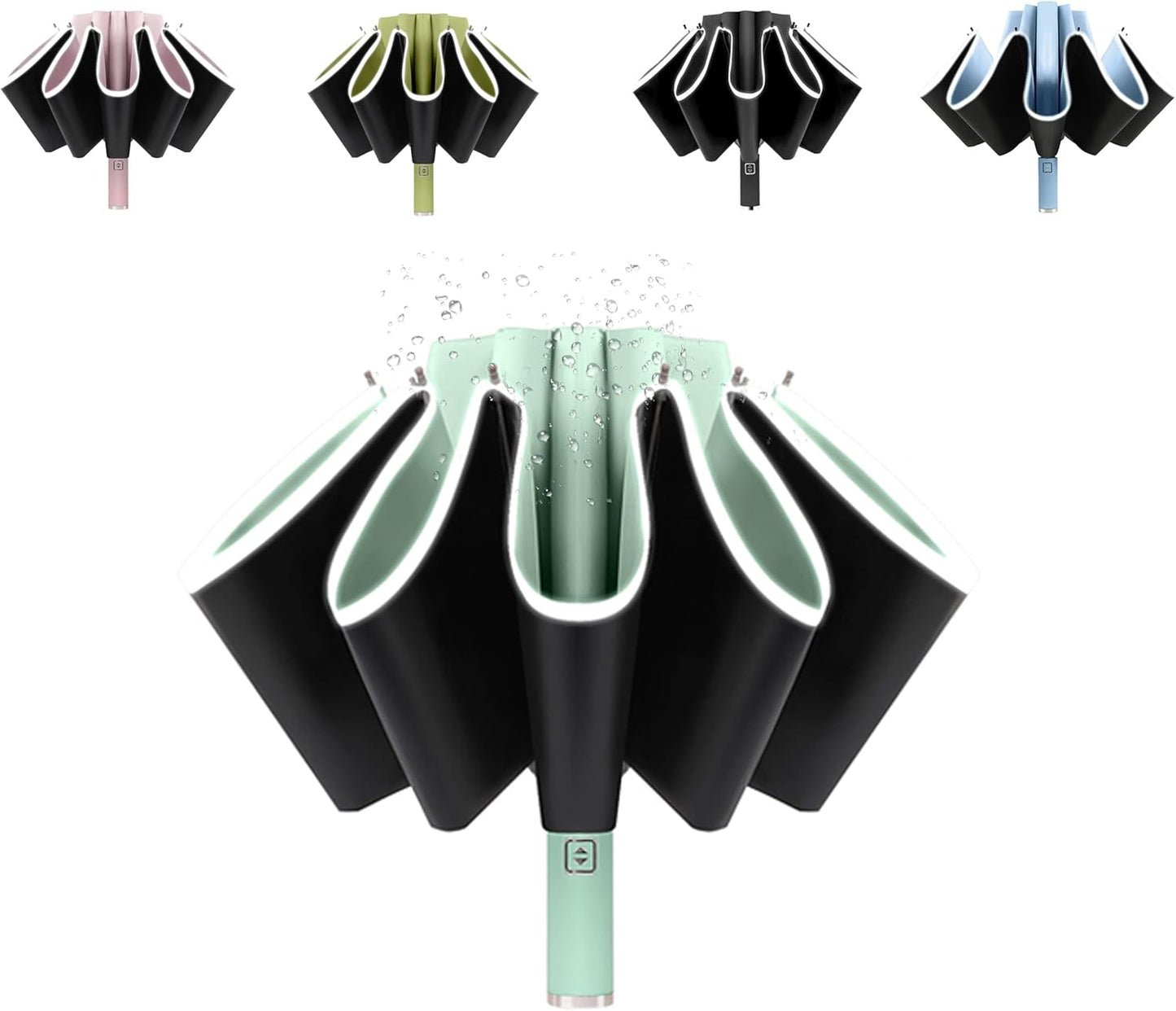 BAODINI Inverted UV Umbrella for Rain and Sun Medium Size UPF 50+ Rverse Compact Umbrella Auto Open Close