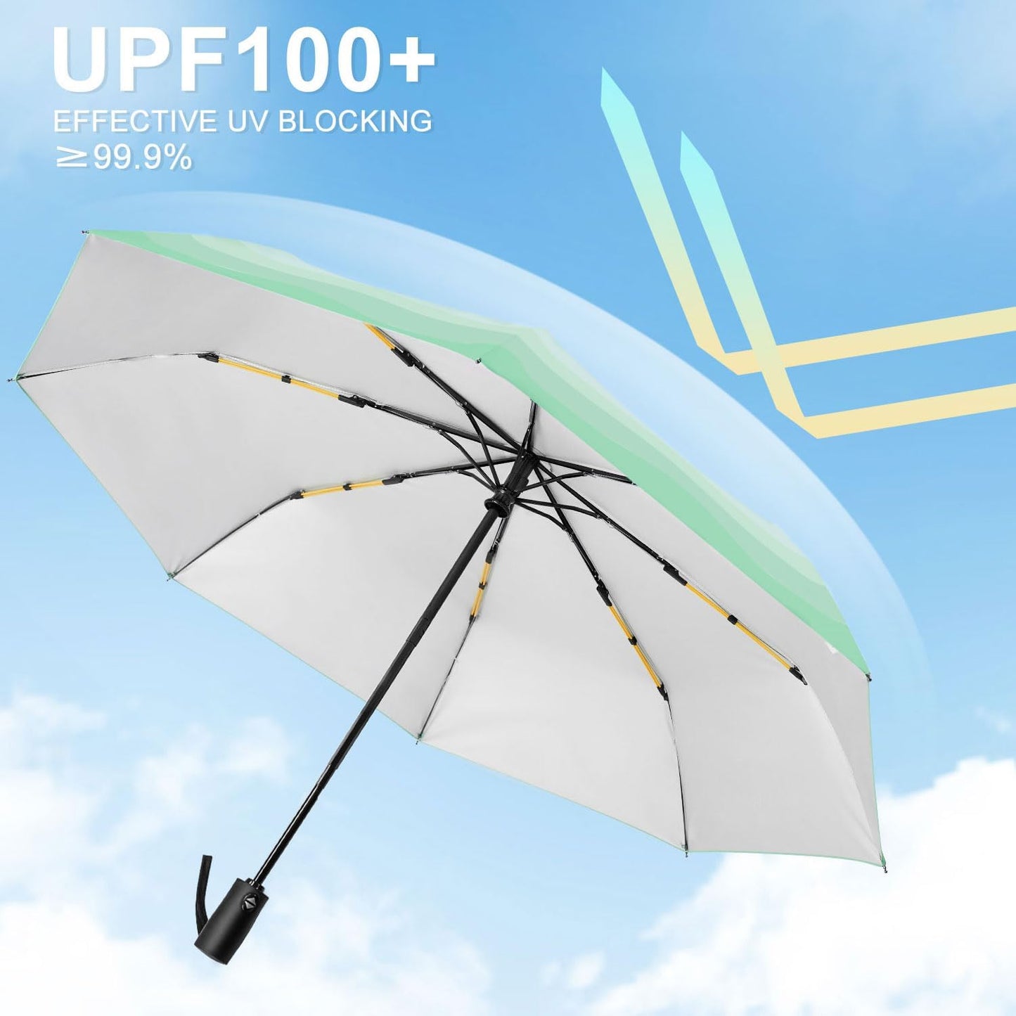 Lejorain Cute Women Sun Umbrella - Automatic Folding UV Protection Lightweight Umbrella Compact Travel Fashion Pretty Collapsible Golf Rain Umbrellas for Women