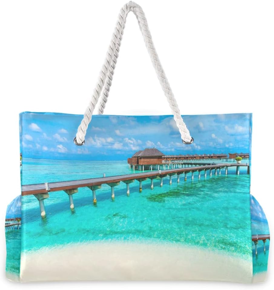 senya Large Beach Shoulder Bags Canvas Tote Water Resistant for Gym Travel Daily