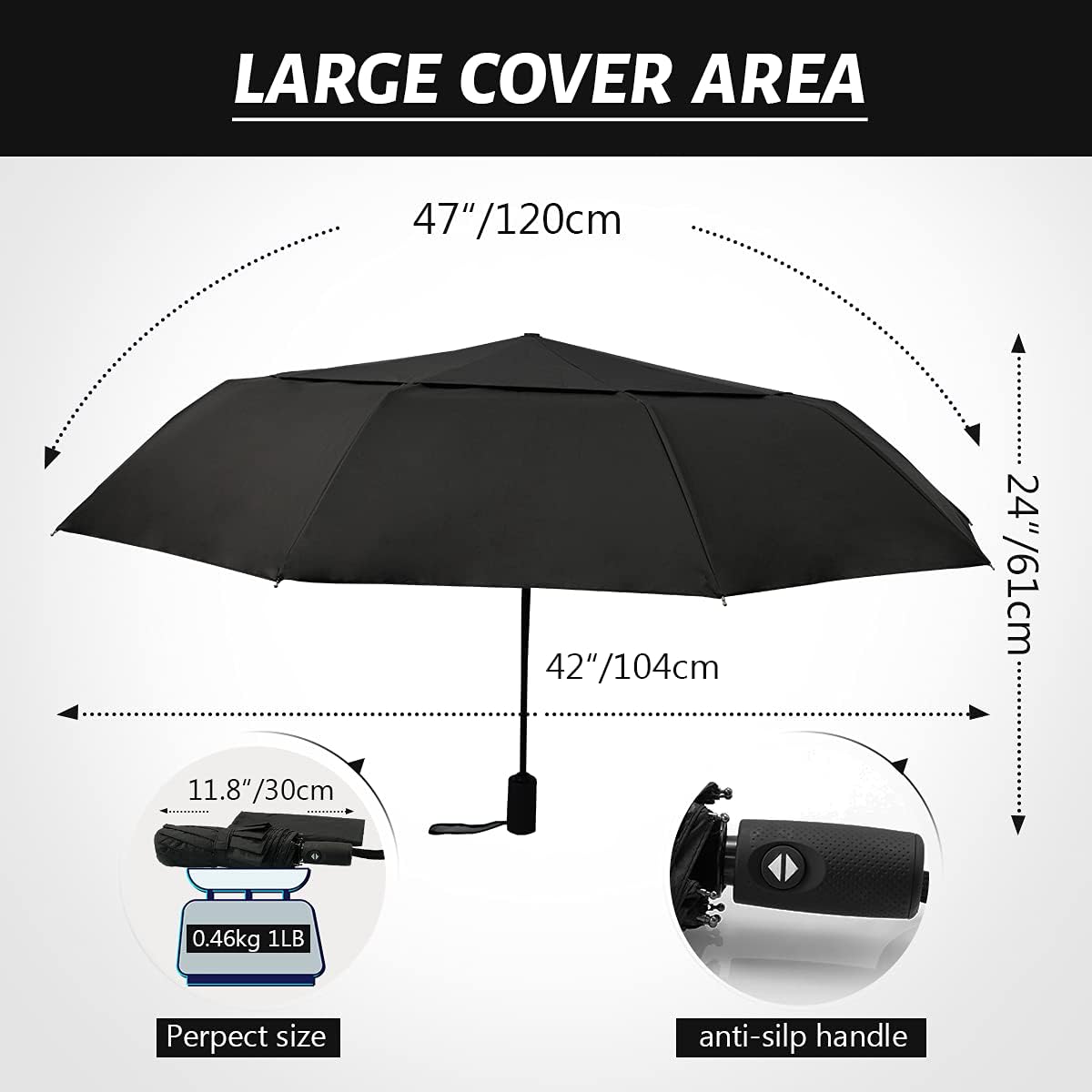 LLanxiry Compact Travel Umbrella, Windproof UV Protection Mini Folding Umbrellas for Rain Small Portable Umbrella for Travel Outdoor Use