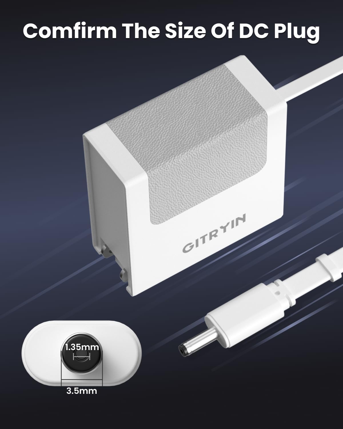 Gitryin 12V 2.5A Power Supply Adapter with Retractable 31.5in DC Power Cord, 30W Retractable Charger with Foldable Plug, Compatible for LED Strip Light, Camera, BT Speaker, GPS, Webcam, Router, TV Box