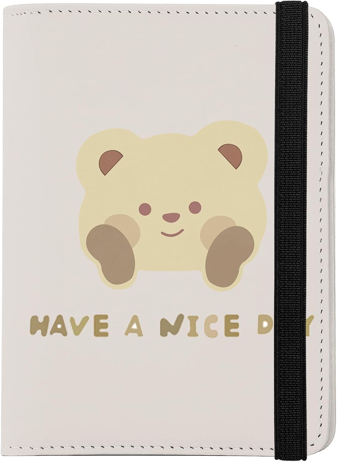 Cute Passport Holder and Holder Combo Passport Cover with Compatible Wallet Credit Card Protector RFID Blocking Women Men (Beige Bear)