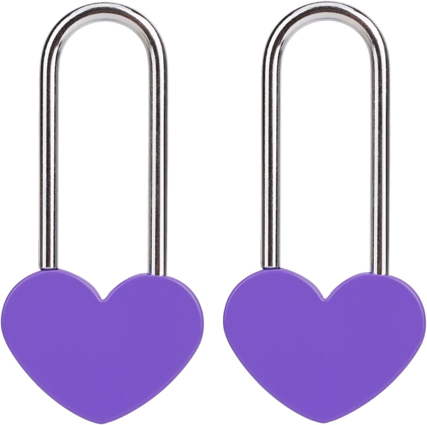 2 PCS Love Lock Heart Padlock, Purple Single Heart Wish Lock for Lovers Wedding, Valentines, Anniversary, Travel, Valentine's Day(No Key)