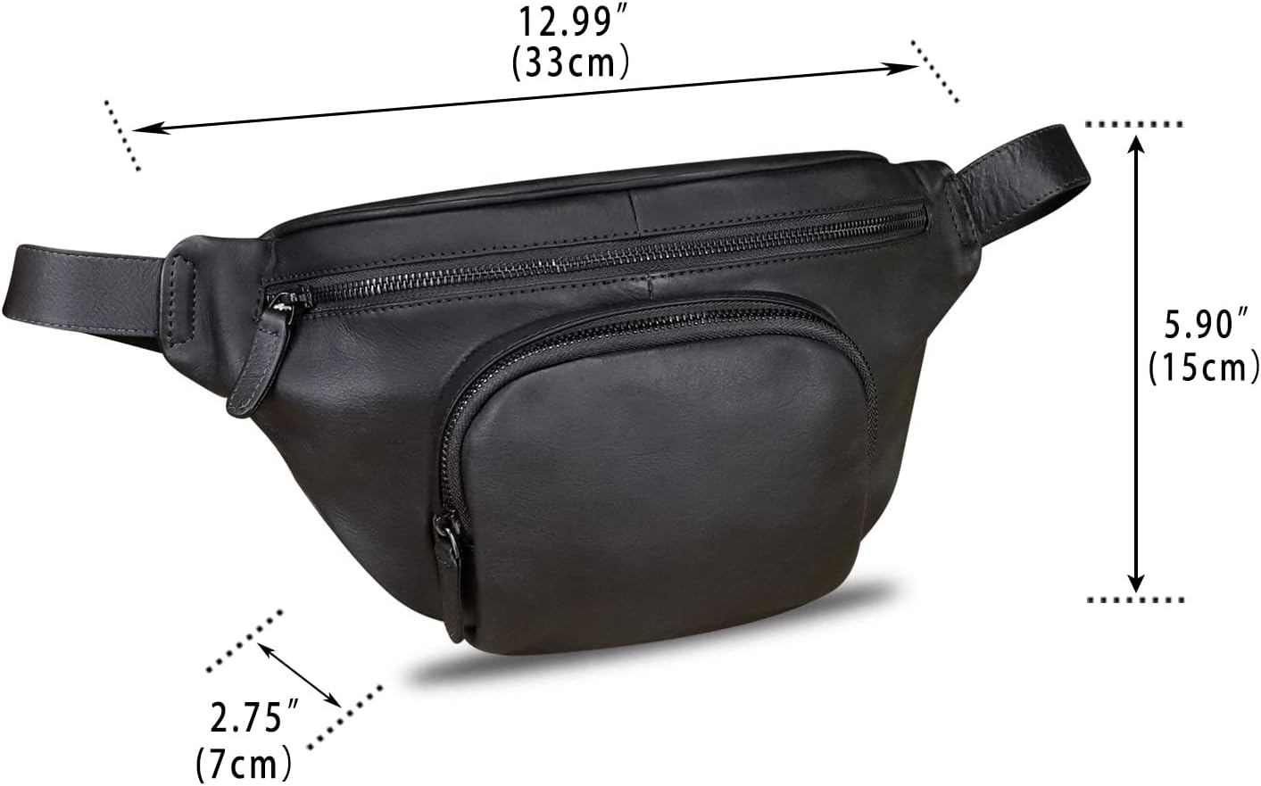Genuine Leather Fanny Pack for Women and Men Vintage Real Leather Sling Bag Crossbody Bag Fashion Waist Bag Chest Purse (Darkgrey)